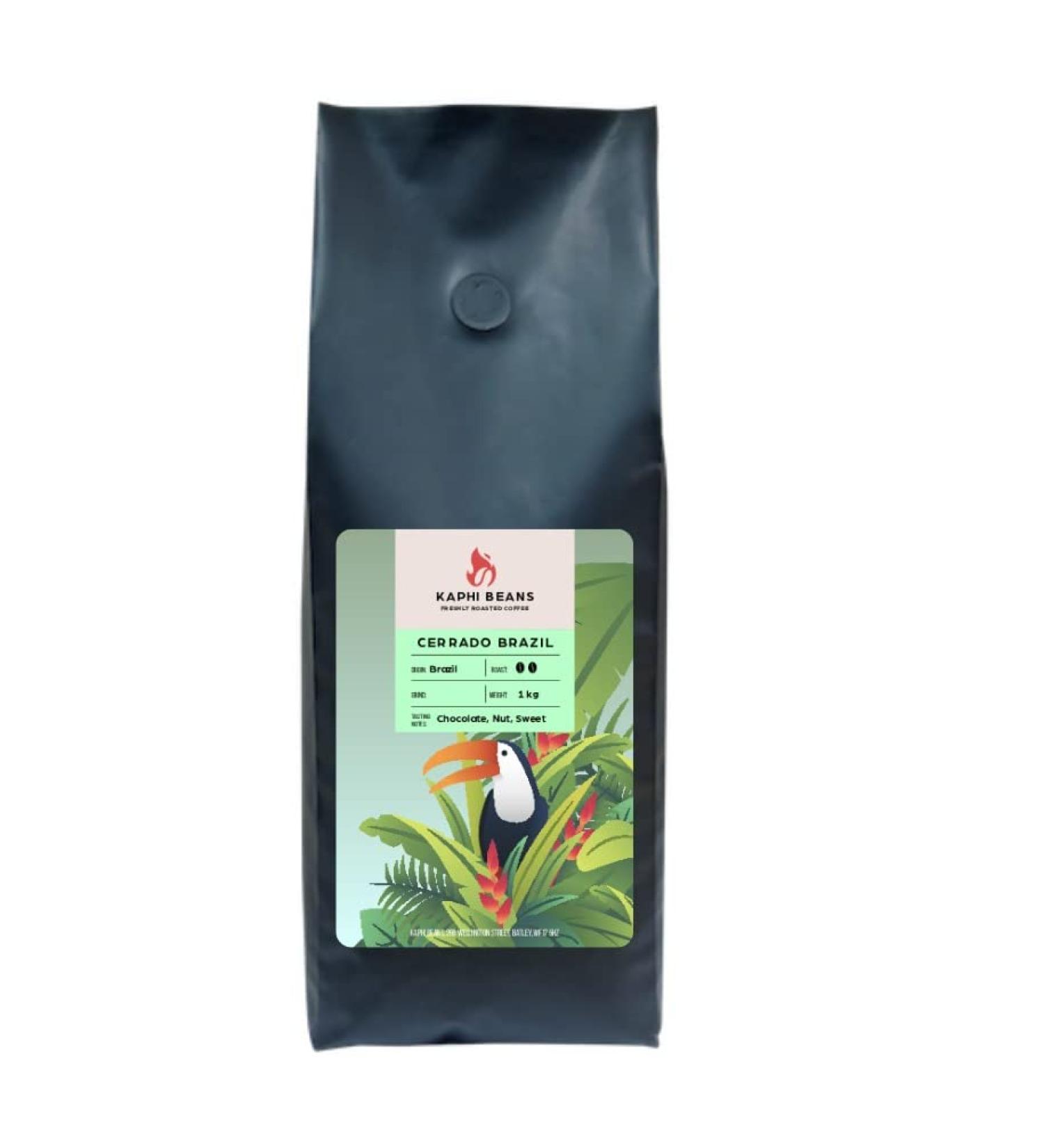 Kaphi Beans Roasted Coffee - Cerrado Brazil - Medium Roast - 100% Arabica Beans - Freshly Roasted Whole Beans (Pack Of 1kg) - Buy Online on GoSupps.com