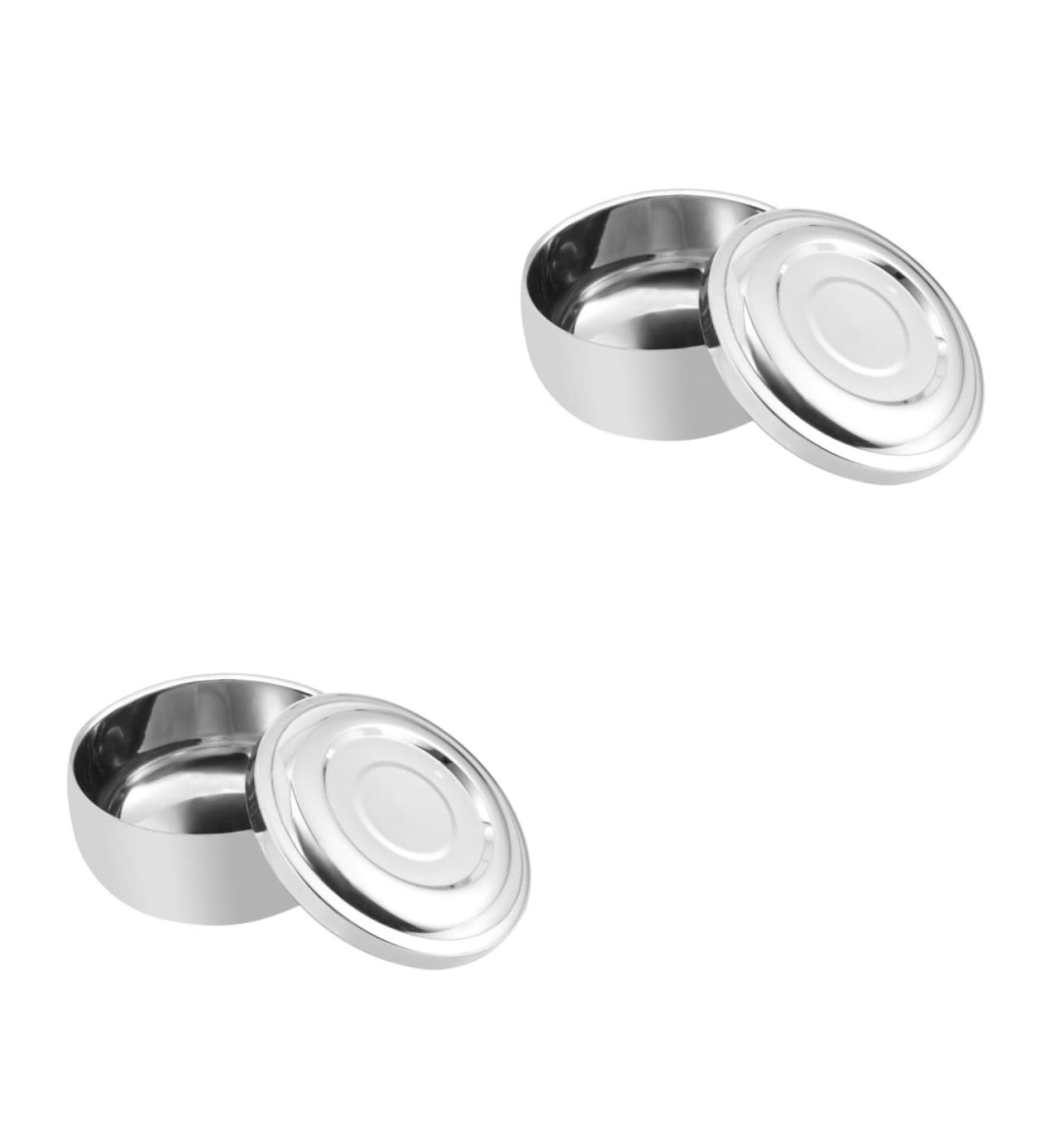 Beaupretty 2-Pack Razor Shell Containers with Lids - Shaving Foam & Soap Bowls for Travel | Silver Medium 2pcs - Buy Online on GoSupps.com