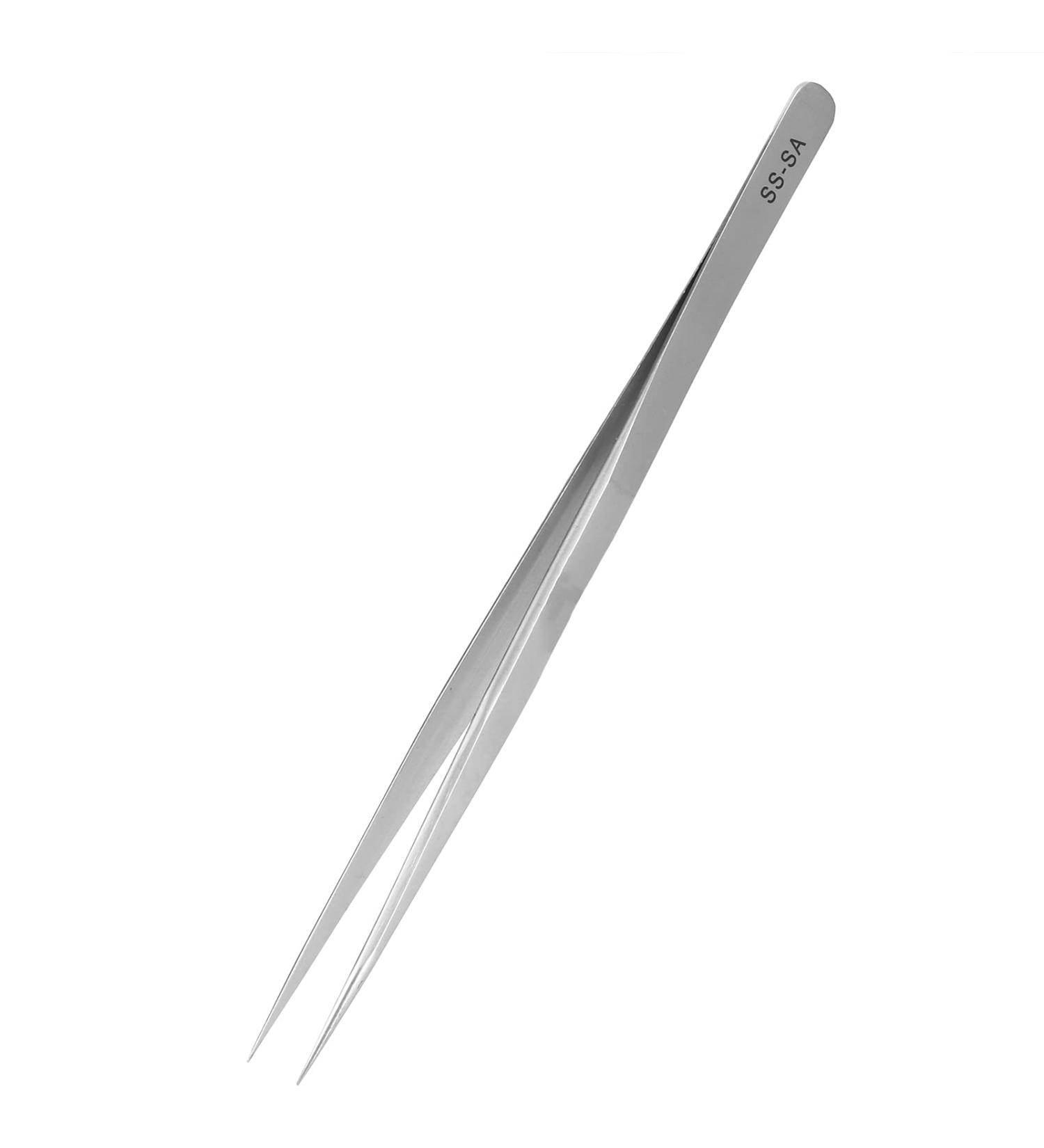 Premium Stainless Steel Eyelash Extension Tweezers - Straight Pointed Nail Art & Care Tool | SS-SA Fine Handle - Buy Online on GoSupps.com