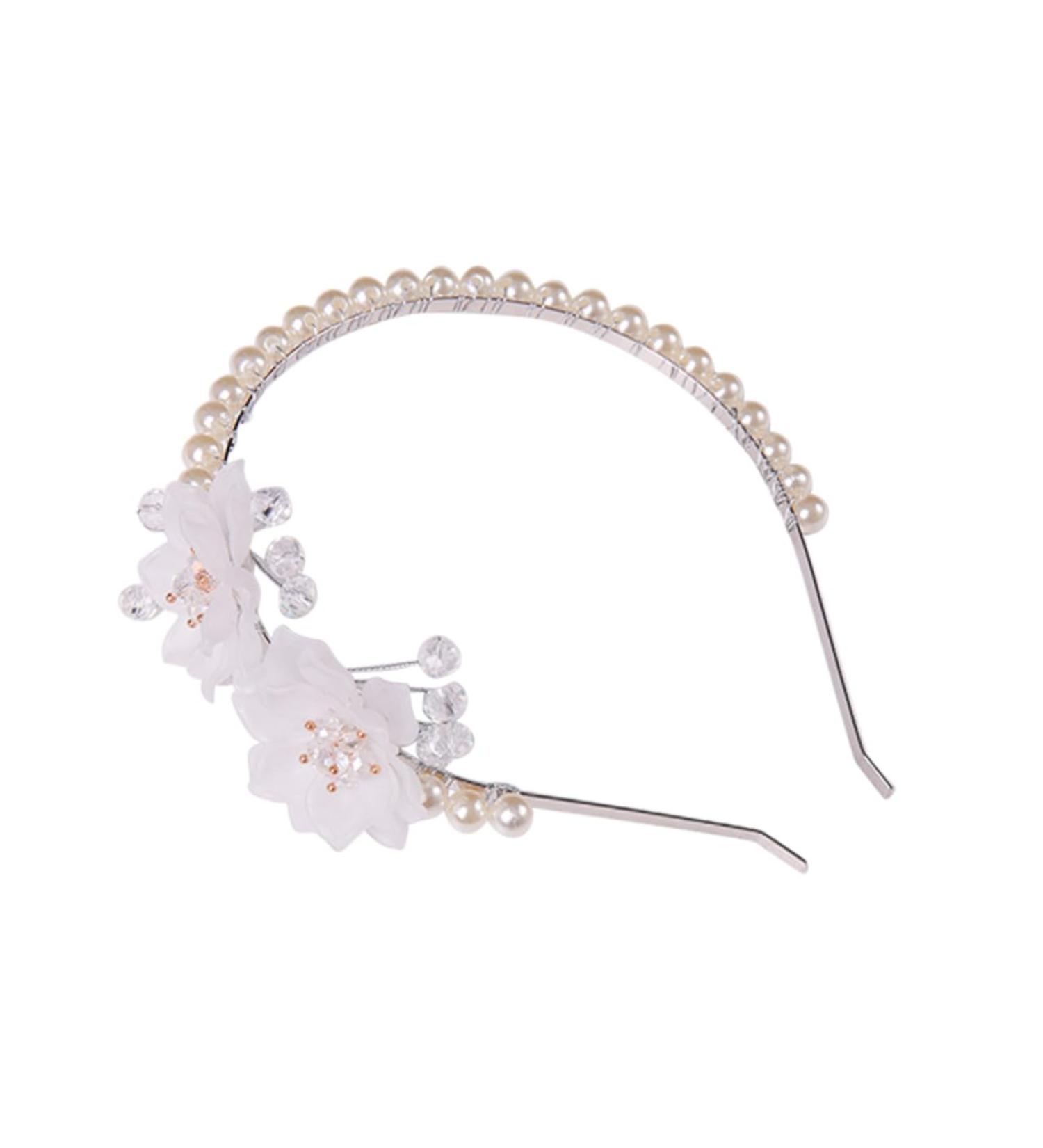 MUSISALY Pearl Headband Pearl Trim Headband for Wedding Crystal Tiara Wedding Decor Pearl Tiara Bridal Elegant Pearls Headband Hair Decor Zinc Alloy Ornaments Fine White - Buy Online on GoSupps.com