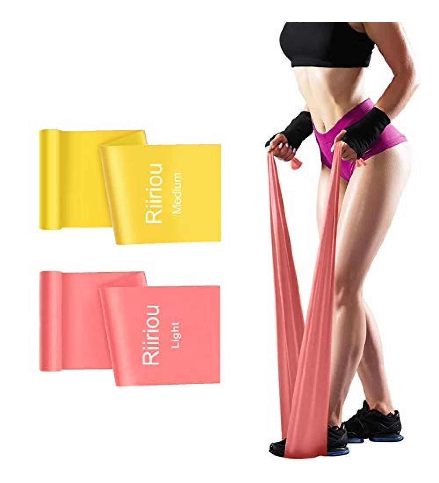 Buy Resistance Bands - 2m Professional Latex Elastic for Home & Gym | Upper & Lower Body Training Physical Therapy Yoga & Pilates - Yellow/Pink - Buy Online on GoSupps.com