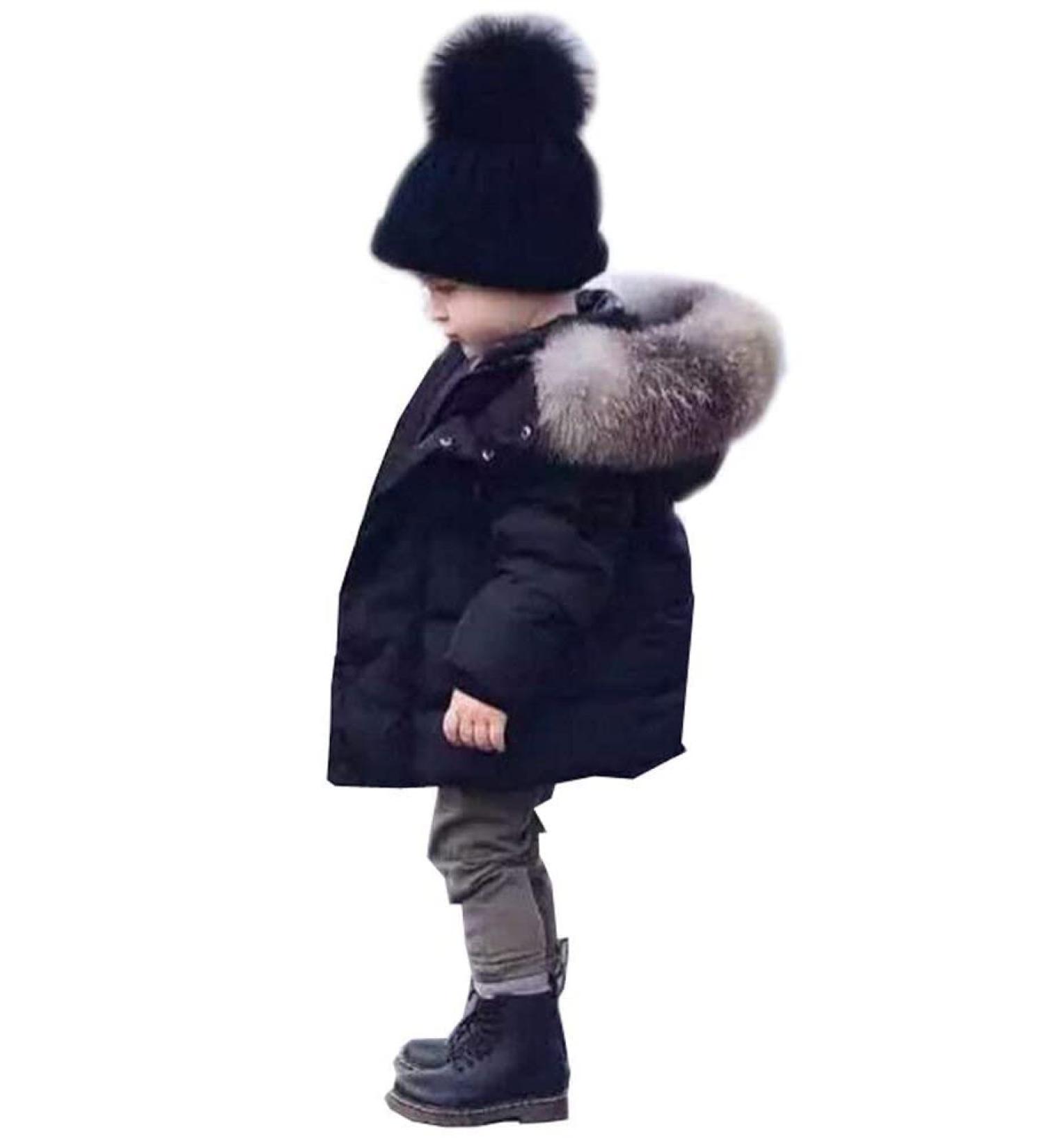 Odziezet Baby Winter Hooded Jacket | Down Puffer Warm Coat Outerwear 0-6 Years - Black - Buy Online on GoSupps.com
