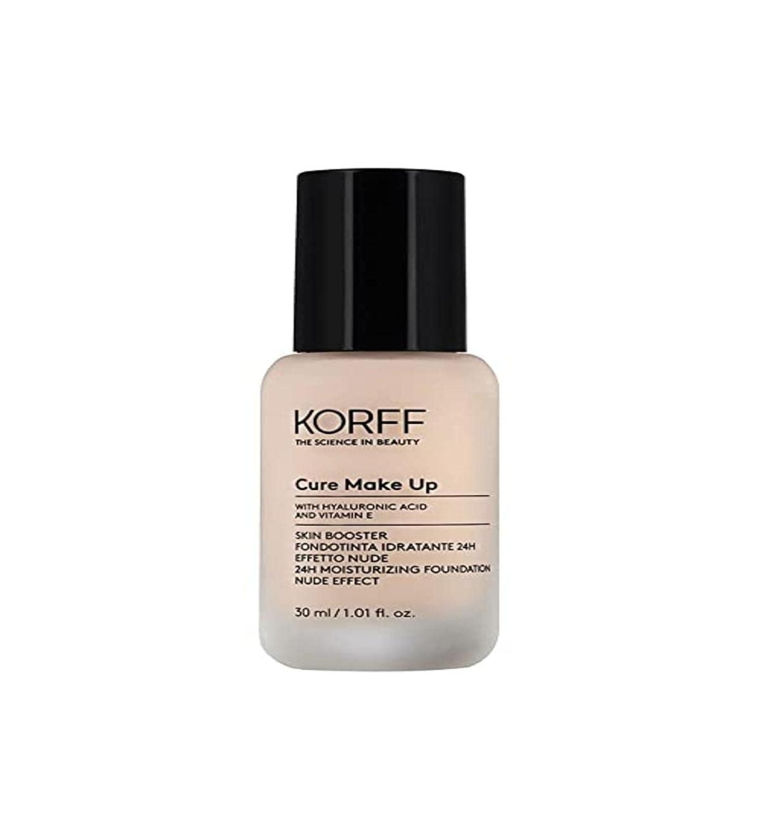 Korff Skin Booster 24-hour moisturizing foundation nude effect with hyaluronic acid and vitamin E fine and silky texture low coverage nude 02 30ml pack