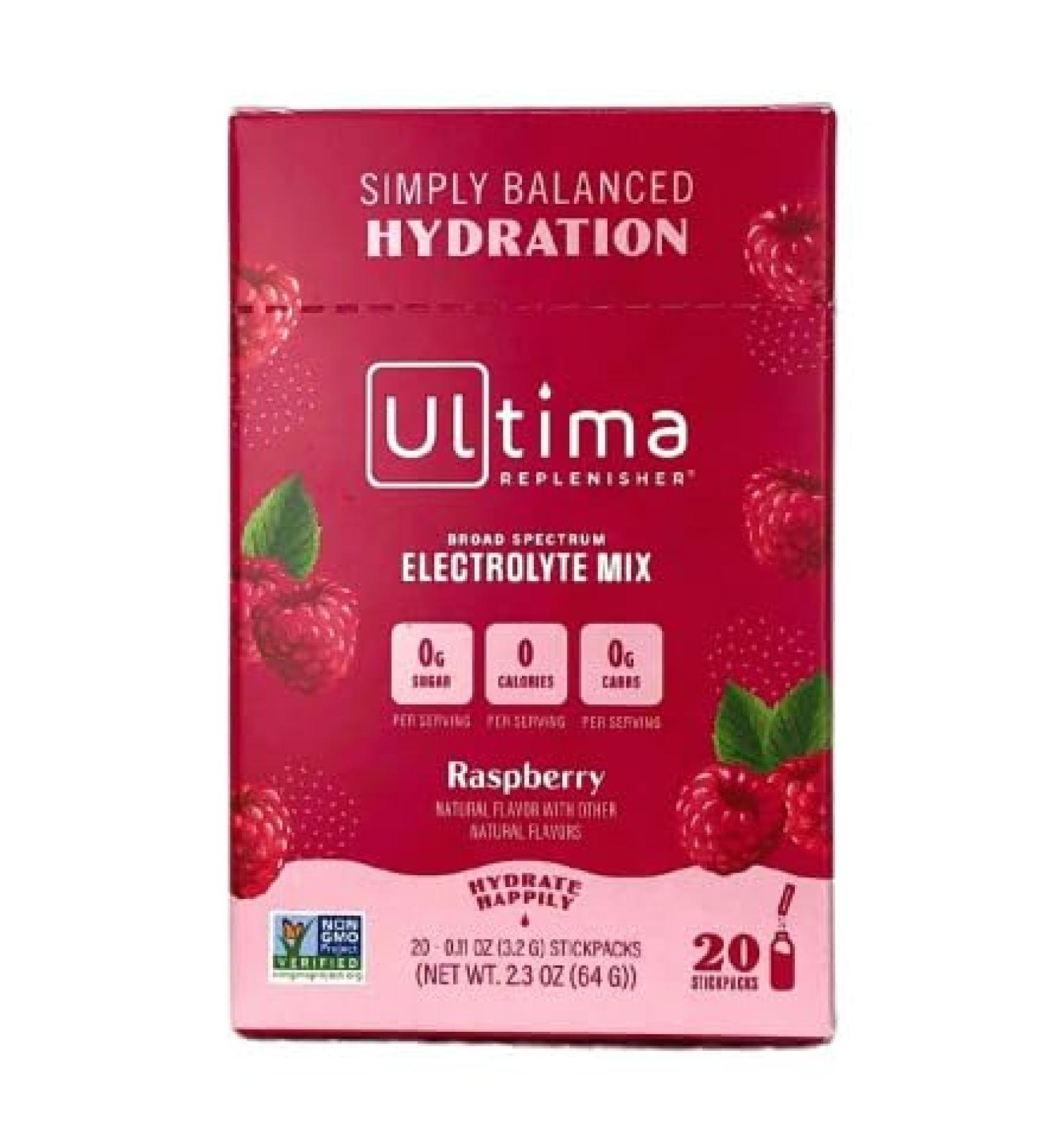Ultima Replenisher Electrolyte Drink Mix Raspberry 20 Packets - Buy Online on GoSupps.com