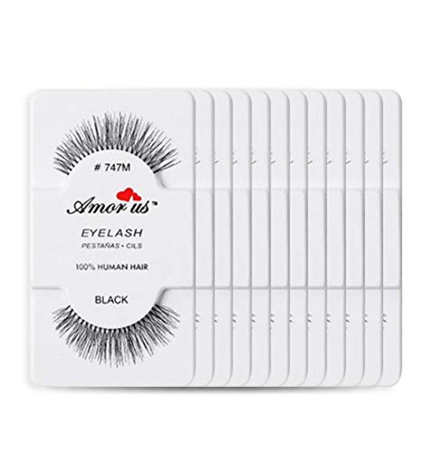 Amorus 12 Pairs Multipack #747M False Eyelashes - 100% Natural Hair Handmade Comfortable & Reusable Fake Lashes Set for International Shipping - Buy Online on GoSupps.com