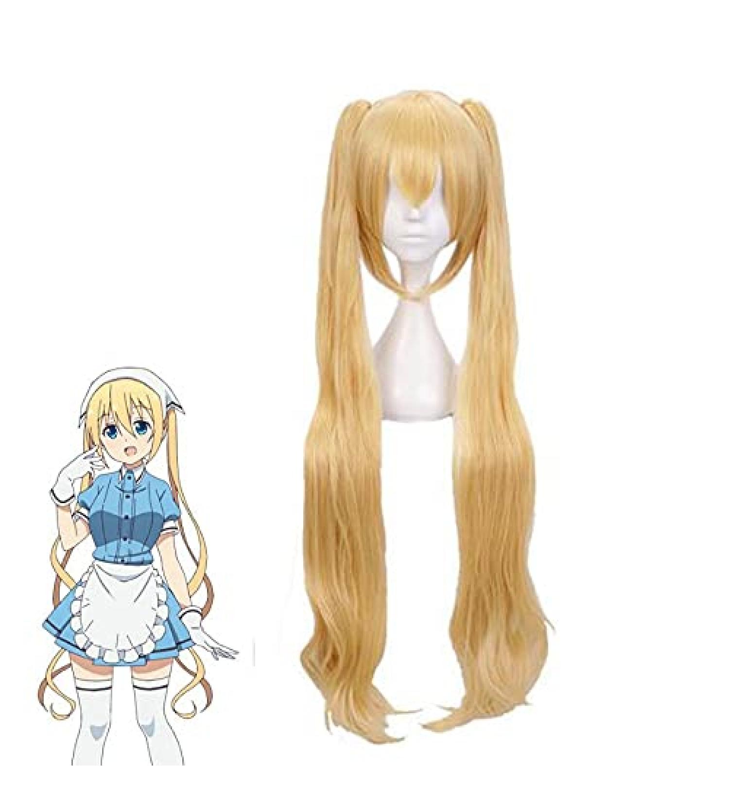 Buy 100Cm Kaho Hinata Blonde Cosplay Wig - Long Wavy Ponytails - Heat-Resistant Fiber Wigs with Cap for Women - Buy Online on GoSupps.com