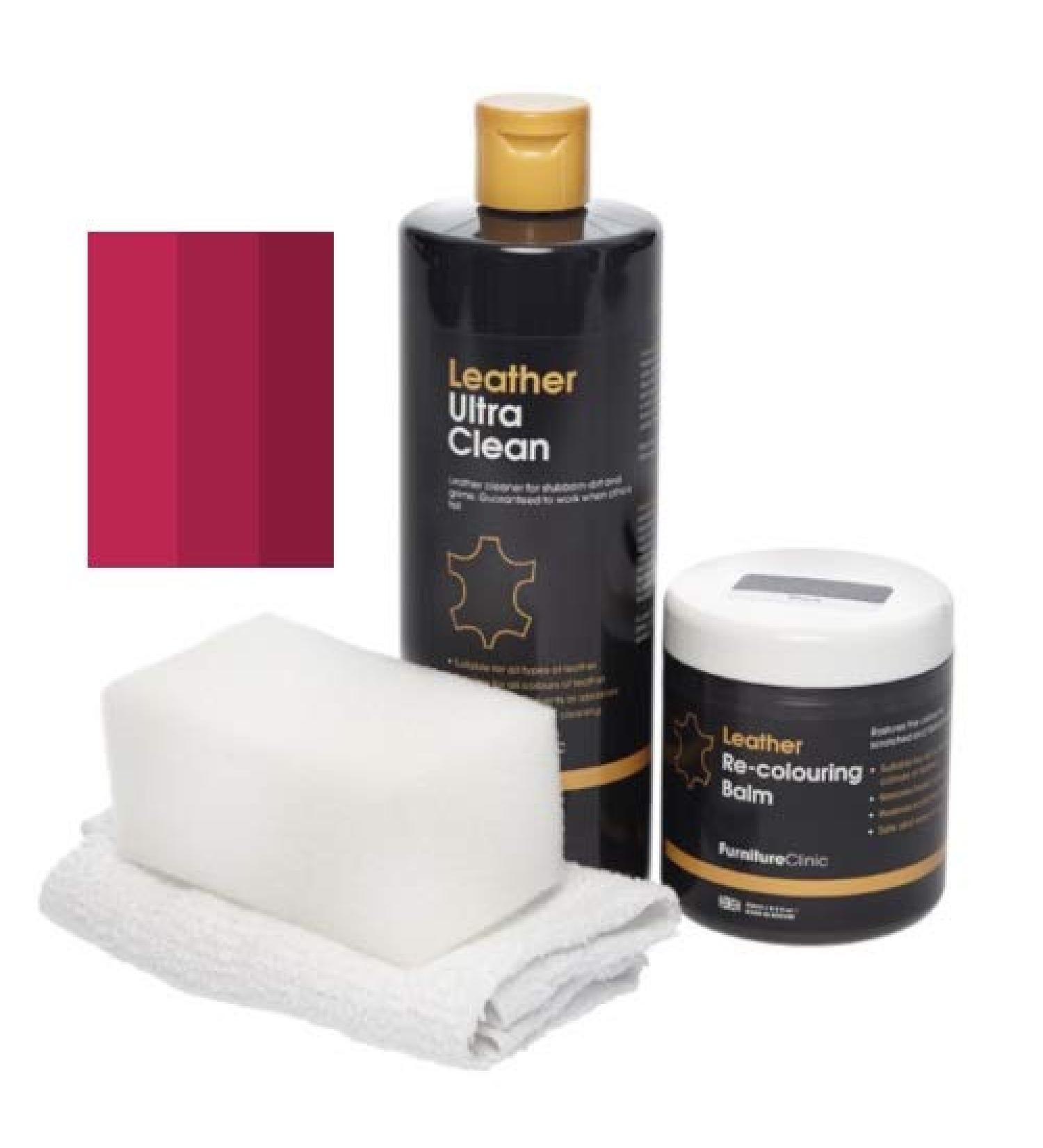 Easy Leather Restoration Set | Furniture Clinic - Cleaner & Color Refreshment for Car Seats Sofas Clothing Shoes & Bags (Bordeaux) - Buy Online on GoSupps.com