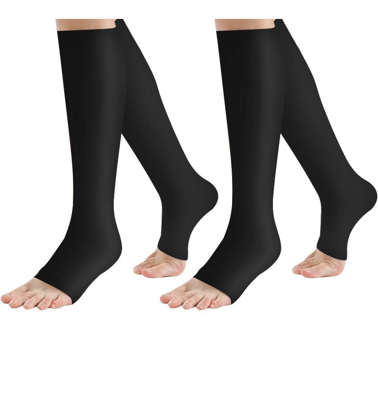 2 Pair Compression Plantar Fasciitis Socks with Arch Support for Men Women - S/M Black - Buy Online on GoSupps.com