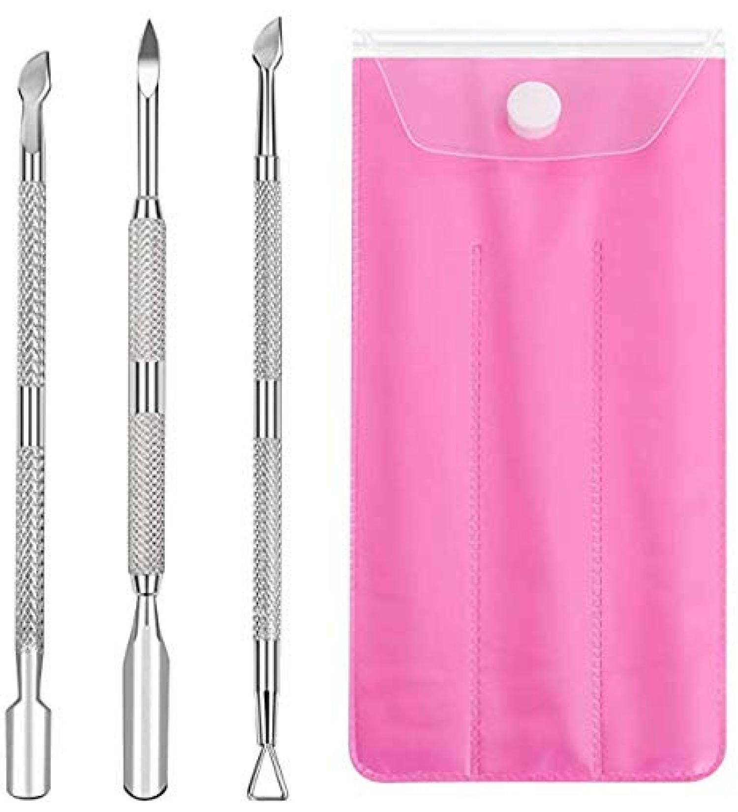 CangNingShang 3 Pcs Professional Gel Remover & Cuticle Nail Pusher Set - Double Ended Scraper & Cutter Spoon for Gel Polish Removal - Silver - Buy Online on GoSupps.com