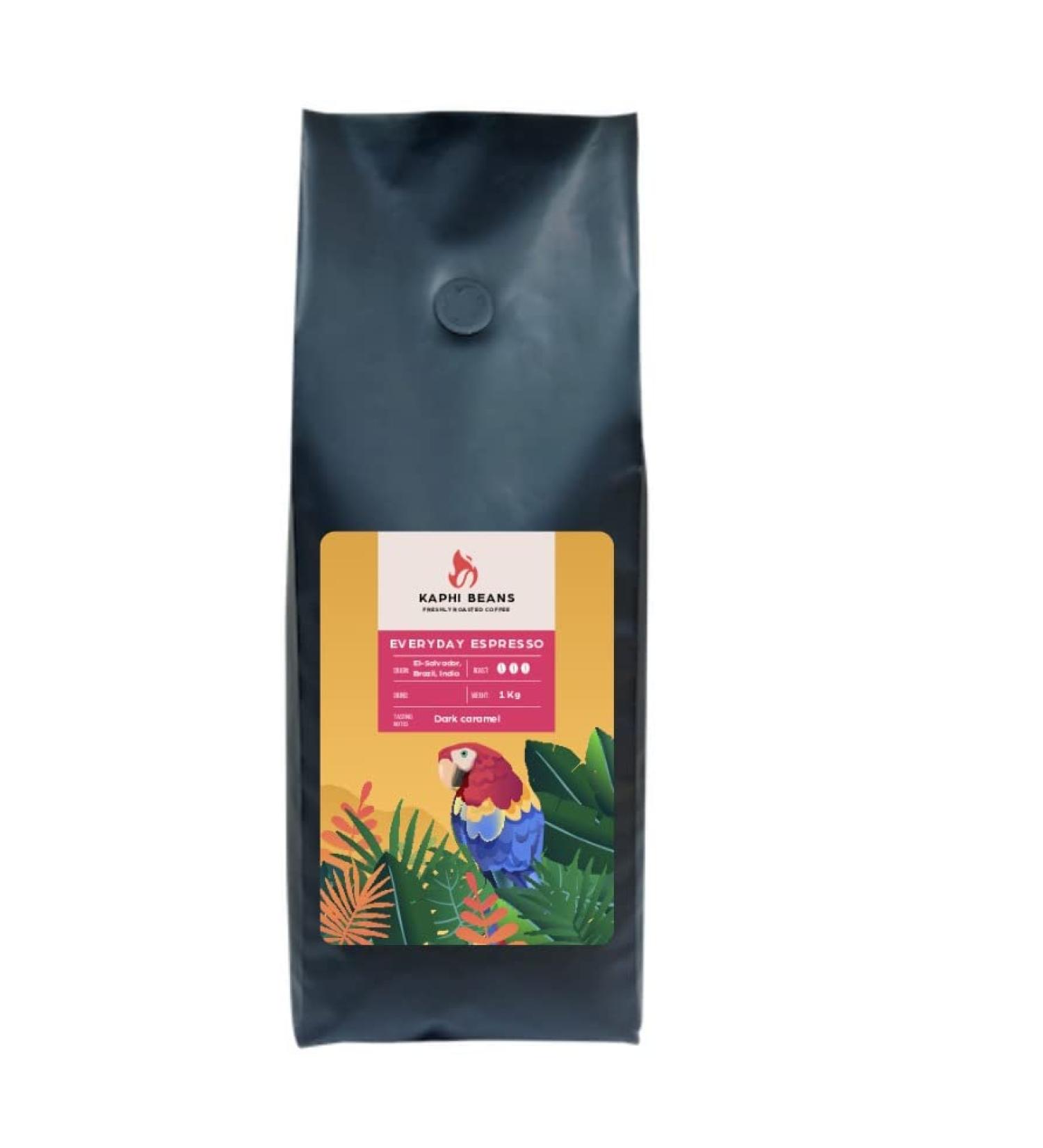 Kaphi Beans Roasted Coffee - Everyday Espresso - Dark Roast - 100% Arabica Beans - Freshly Roasted Whole Beans (Pack Of 1kg) - Buy Online on GoSupps.com