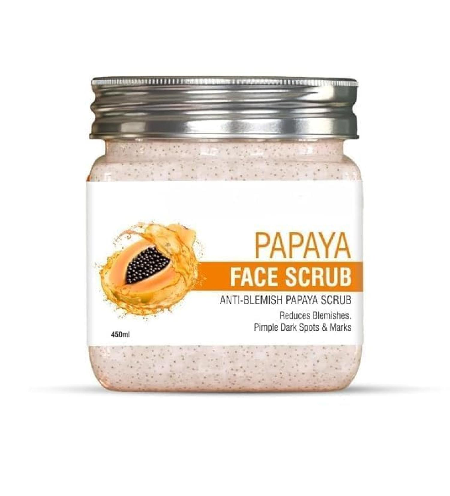 MZ Papaya Scrub with Aloe.vera | Remove Dead Skin Cells & Dirt |Blackhead Remover Scrub | For Face & Body | Both For Men & Women (450ml)