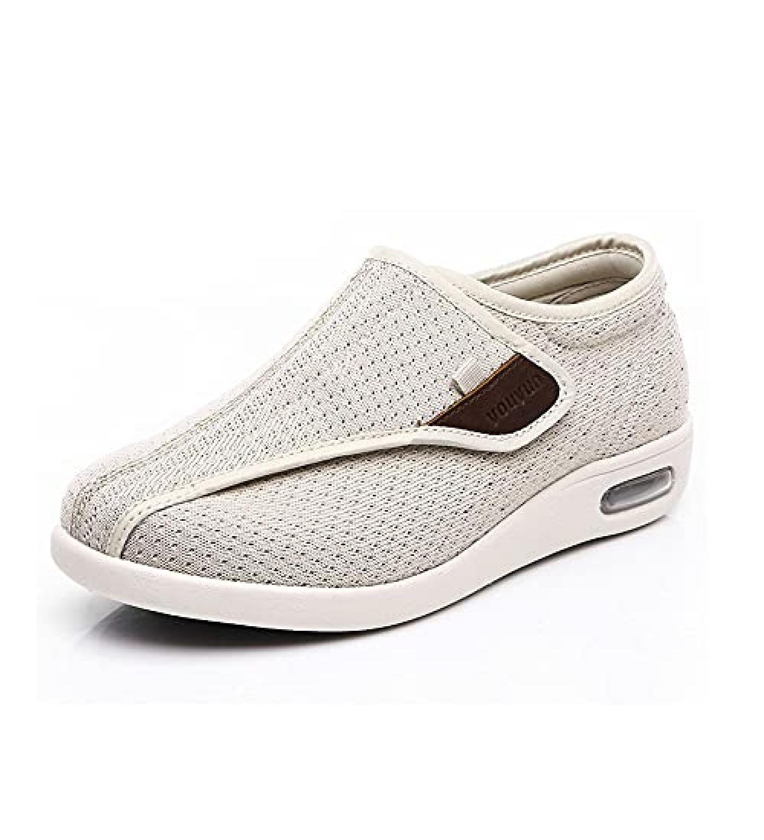 SDD Women's Diabetic Shoes - Lightweight Wide Width, Adjustable Closure Sneakers for Diabetic Edema & Plantar Fasciitis- Beige, Size 44 - Buy Online on GoSupps.com