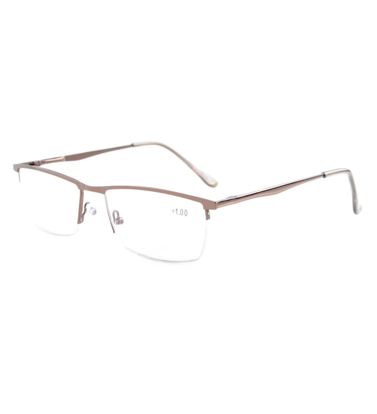 Eyekepper Half Rim Metal Reading Glasses +1.25 - Stylish Brown Spring Hinge Frames for Comfortable Reading - Buy Online on GoSupps.com