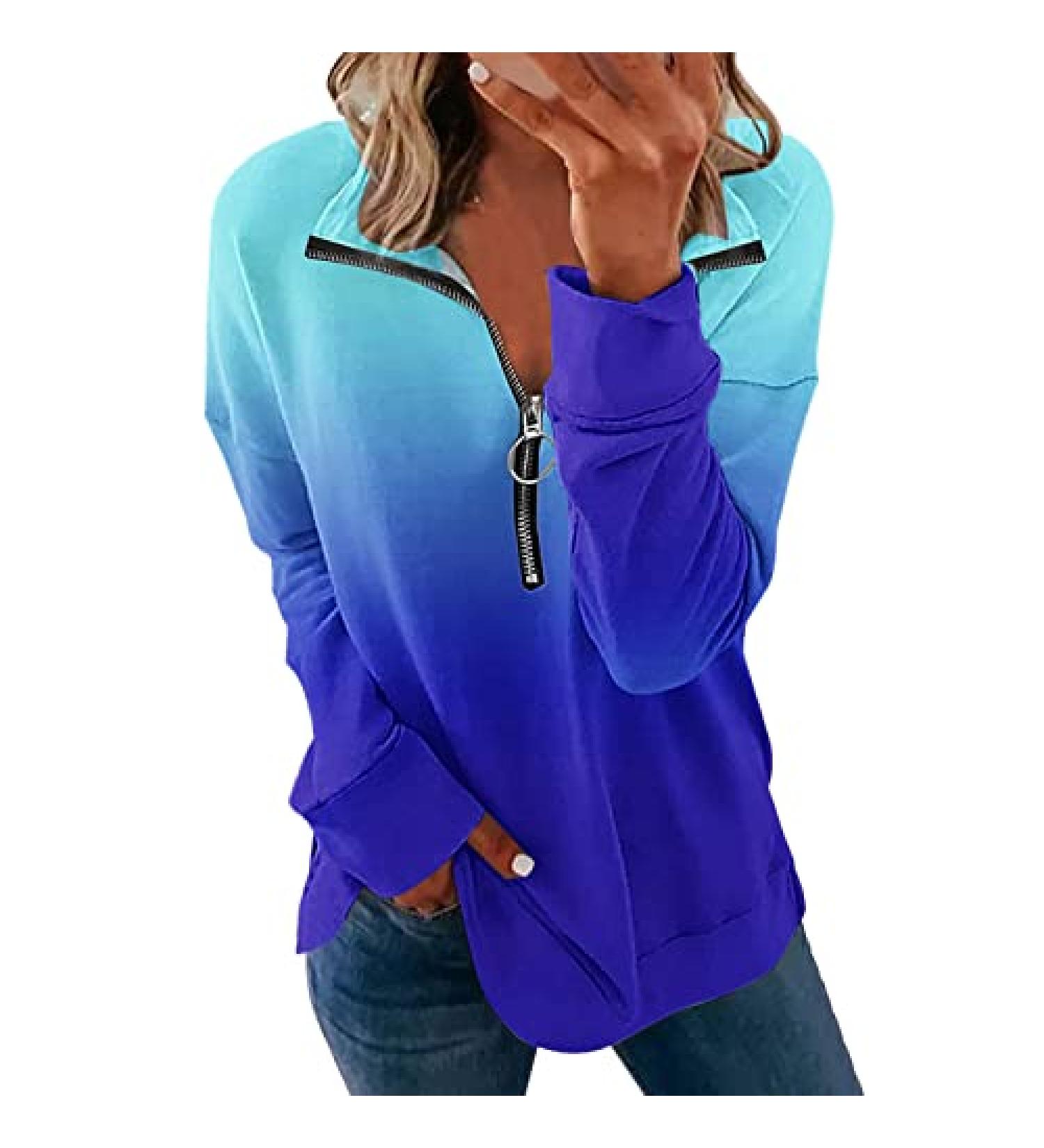 Fall Fashion 2022 Women's Casual Zipper Sweatshirt | E-blue XX-Large - Buy Online on GoSupps.com
