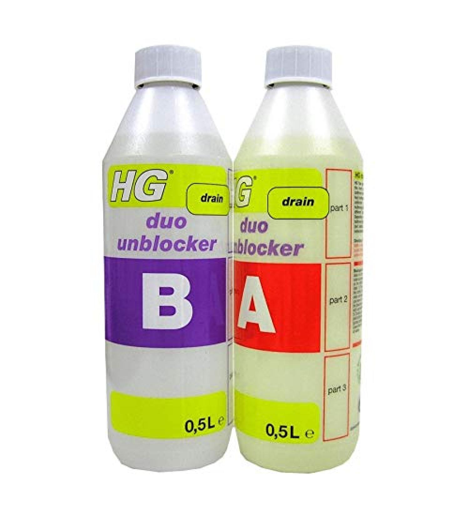 HG Duo Unblocker/Unclogger/Cleaner 1L - Extremely Powerful Unique 2-component Technology - For Unblocking Persistent Blockages in Drains