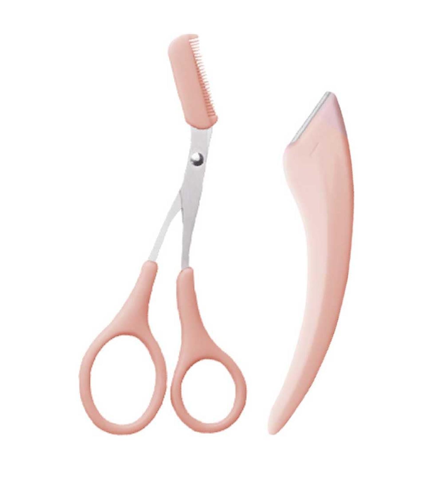 Eyebrow Trimmer Scissor Eyebrow Razor Eyebrow Comb Scissor Eyebrow Cut Scissor Eyelash Hair Remover Cut Eyebrows Shaping Tool Eyebrow Grooming Set Eyebrow Scissor with Comb for Men Women(Pink) - Buy Online on GoSupps.com