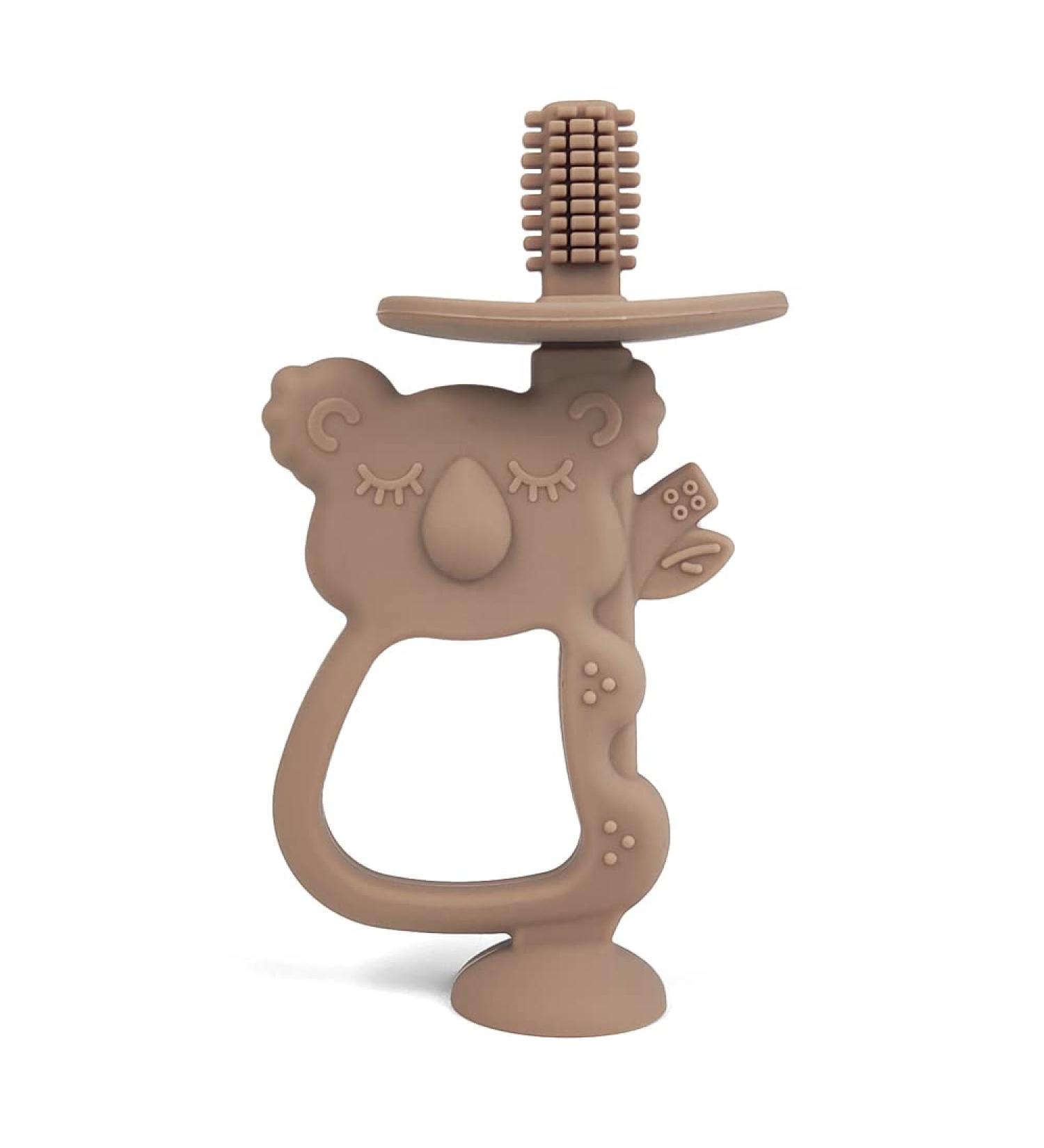 Ali+Oli Taupe Baby Toothbrush - Soft Silicone Toddler Teeth Cleaning | 6-18 Months | Cute Animal Design | Baby Oral Care Gift for Boys & Girls - Buy Online on GoSupps.com