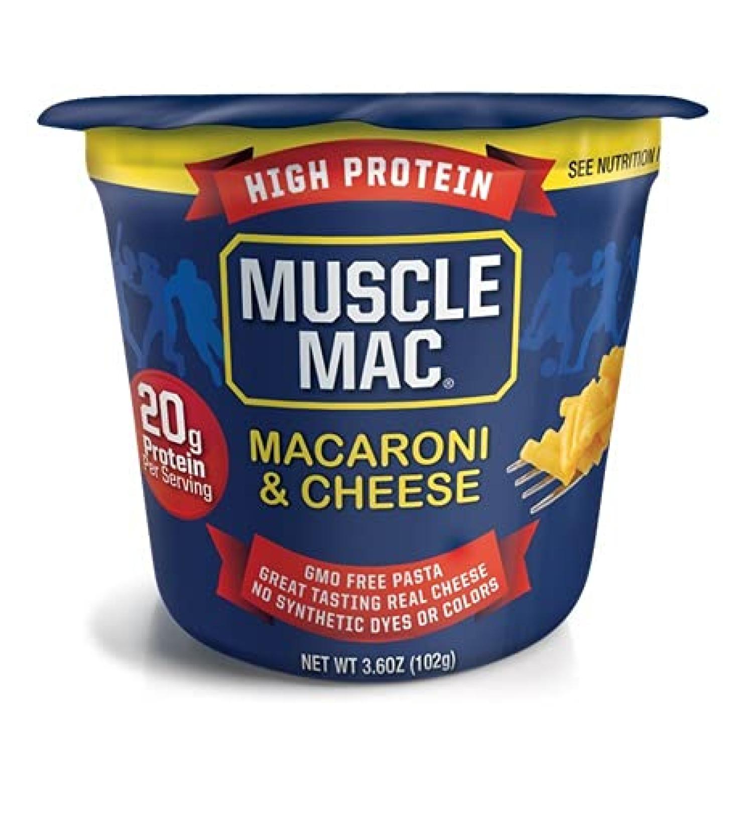 Muscle Mac Microwavable Mega Cups | 20g Protein/Serving | Real Cheese | Non-GMO (12 Cups) - Buy Online on GoSupps.com