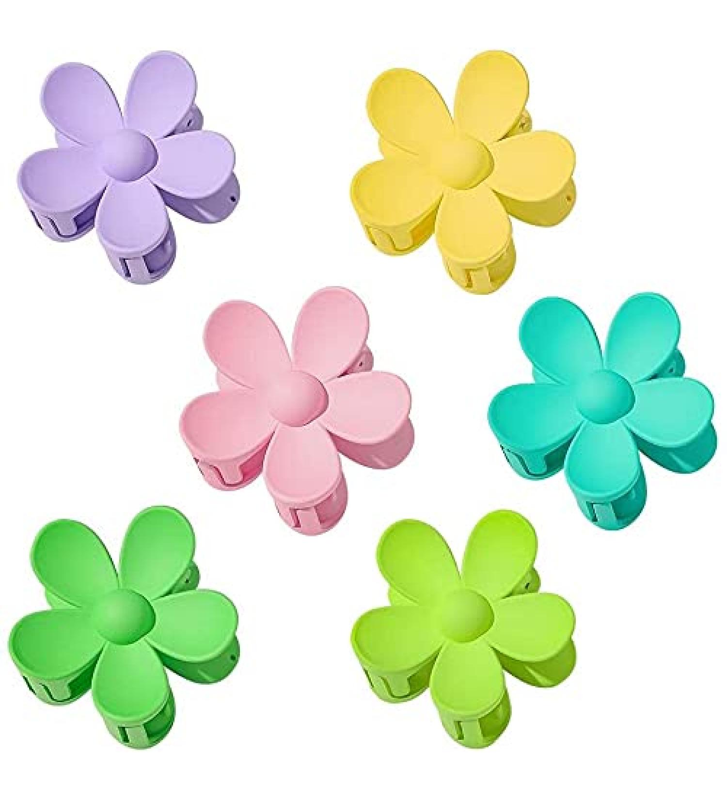 Colorful Flower Acrylic Hair Claw Clips - Non Slip Barrettes for Women and Girls - 6 Pack - Buy Online on GoSupps.com