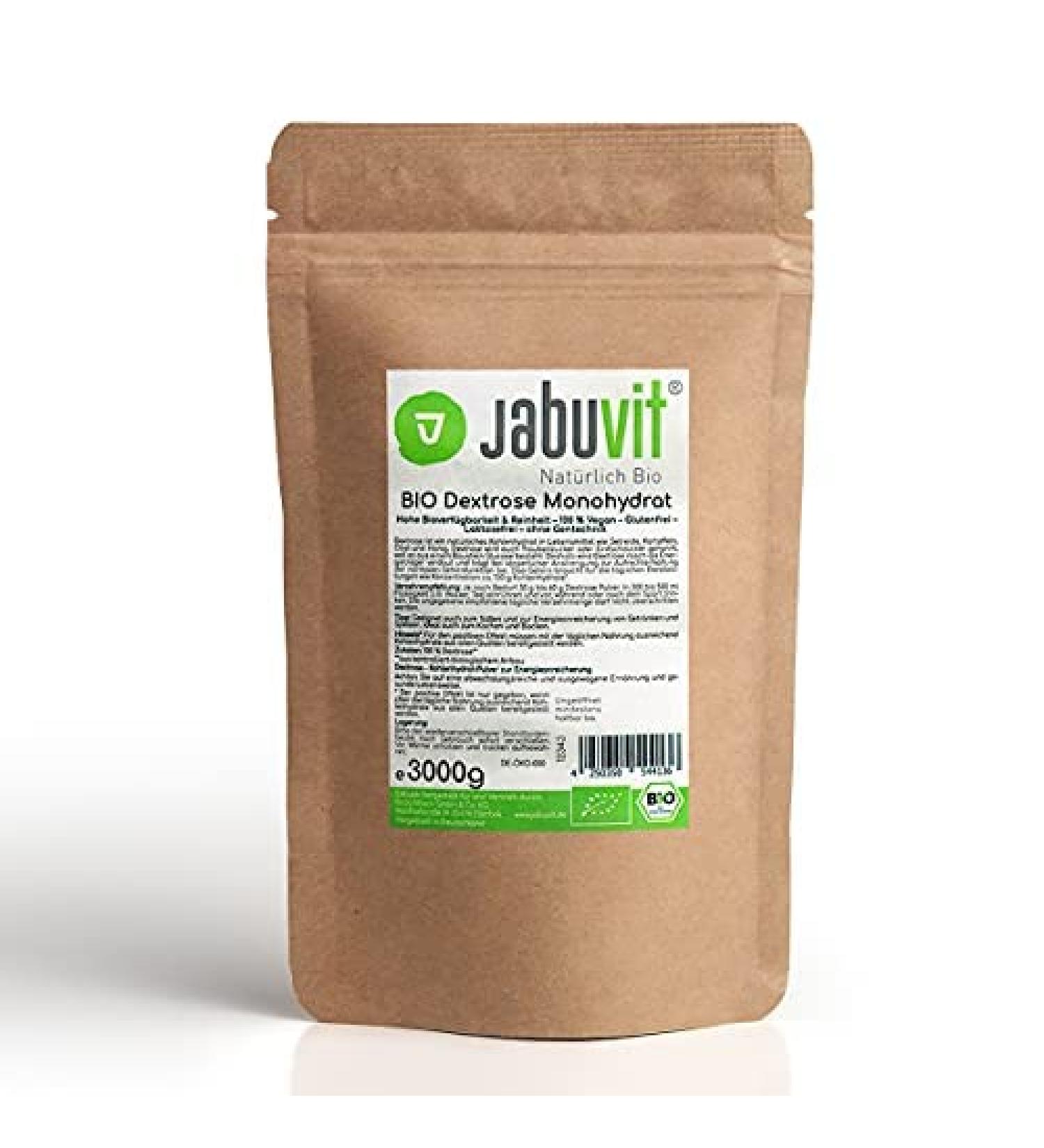Buy Jabuvit-Bio Dextrose Monohydrate 3 kg - Organic Certified High Purity Eco-Friendly Packaging - Ships Worldwide - Buy Online on GoSupps.com