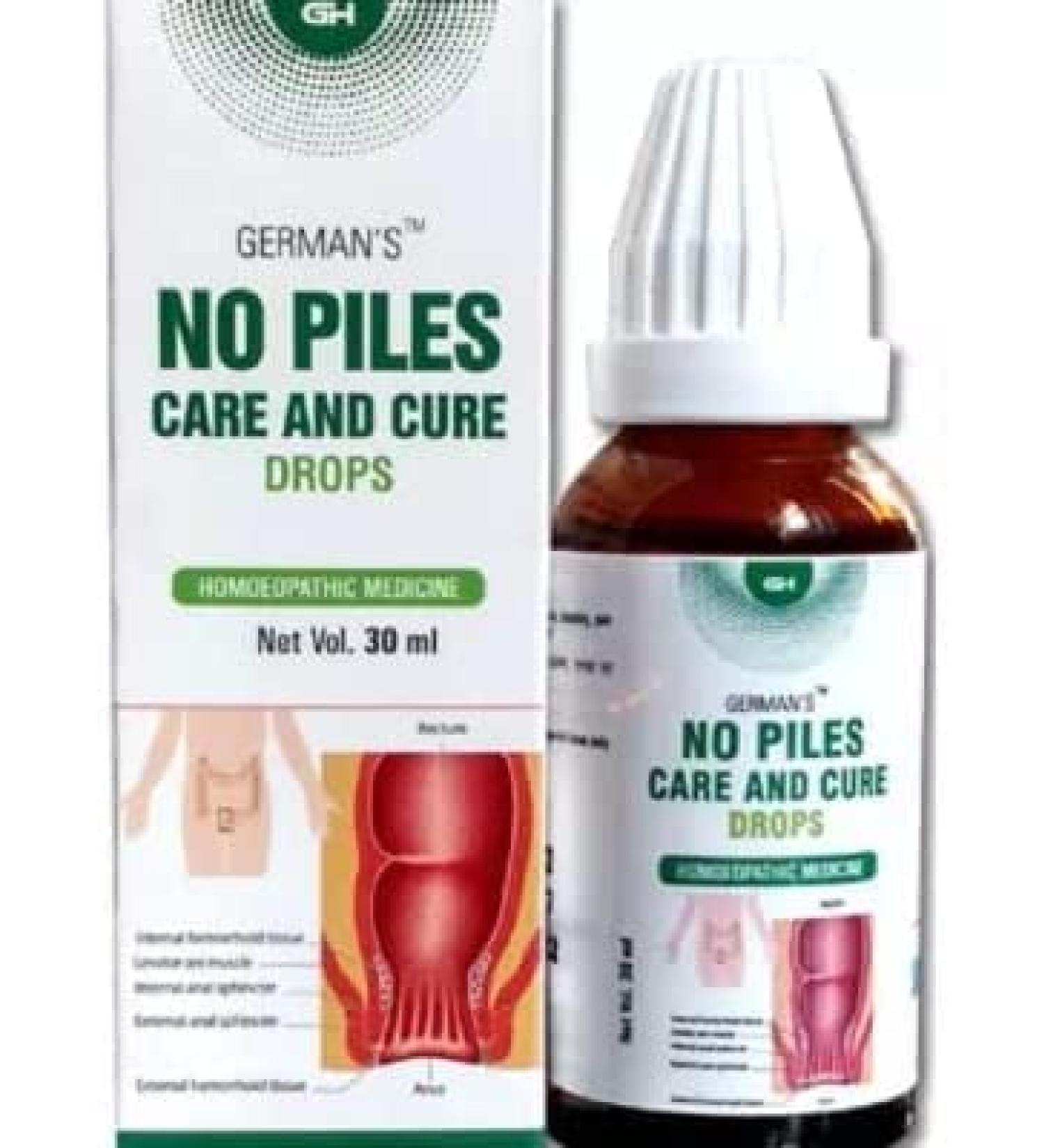 German Homeo Care & Cure No Piles Drops | Stop Burning & Itching | Anal Fissures Relief | 30ml with Free Ujala Eye Drop - Buy Online on GoSupps.com