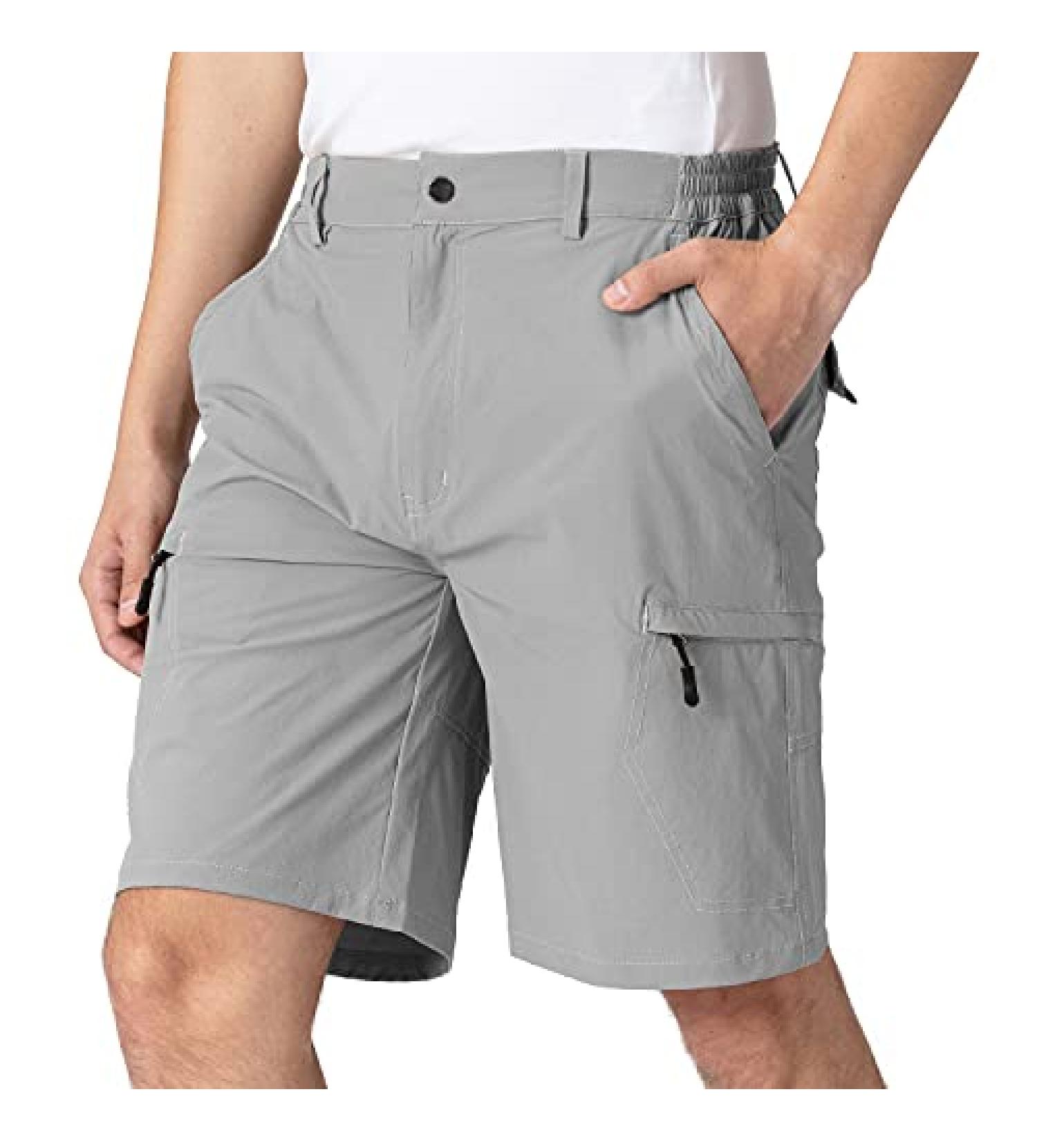 TBMPOY Men's Stretchy Cargo Hiking Shorts Quick Dry Lightweight Zipper Pockets - 6-Light Grey, Size 38 - Buy Online on GoSupps.com