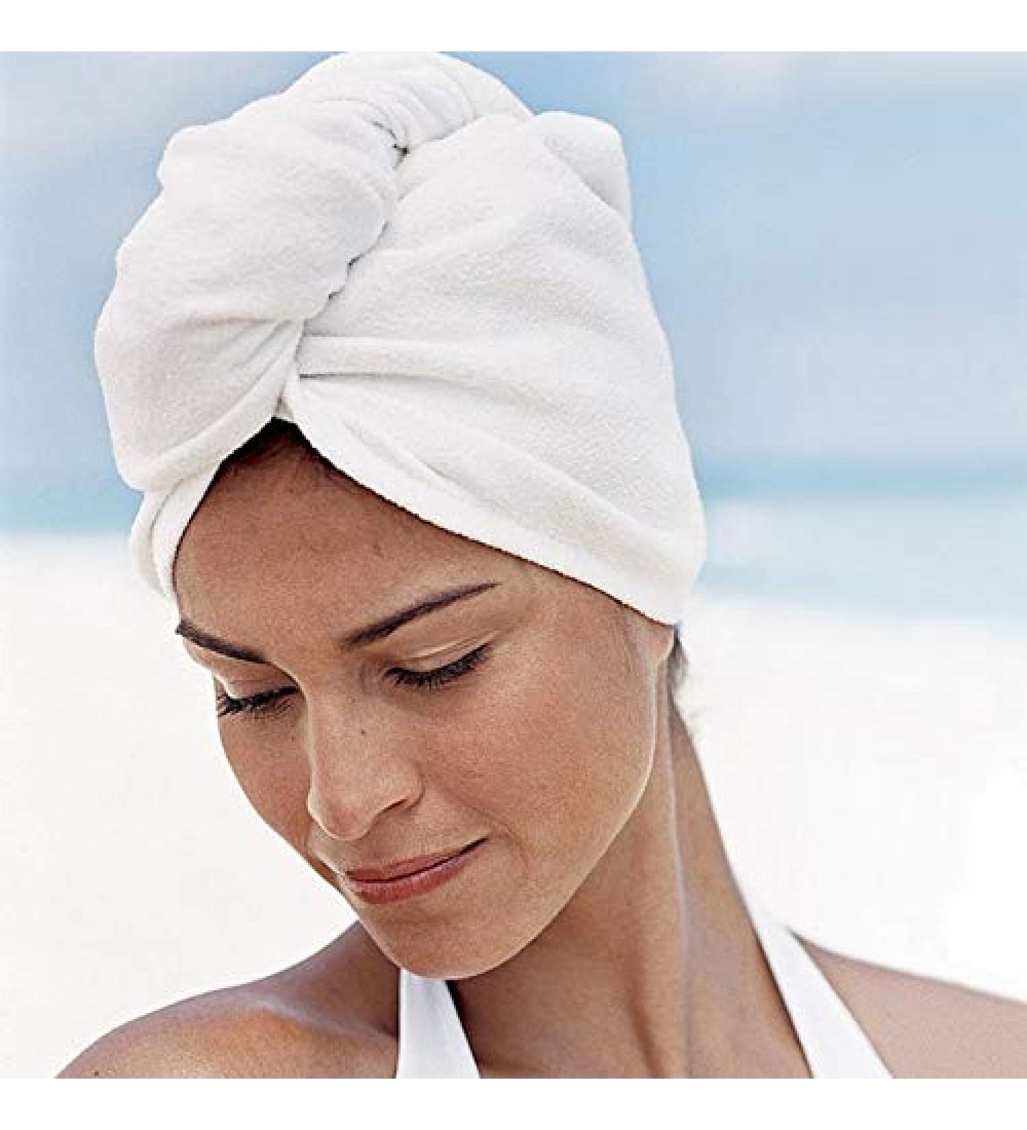 Buy Gbyj Microfiber Hair Drying Wrap for Women - Quick-Dry Turban Towel Hat Cap for Swimming & Bath White - 60x20 cm - Buy Online on GoSupps.com