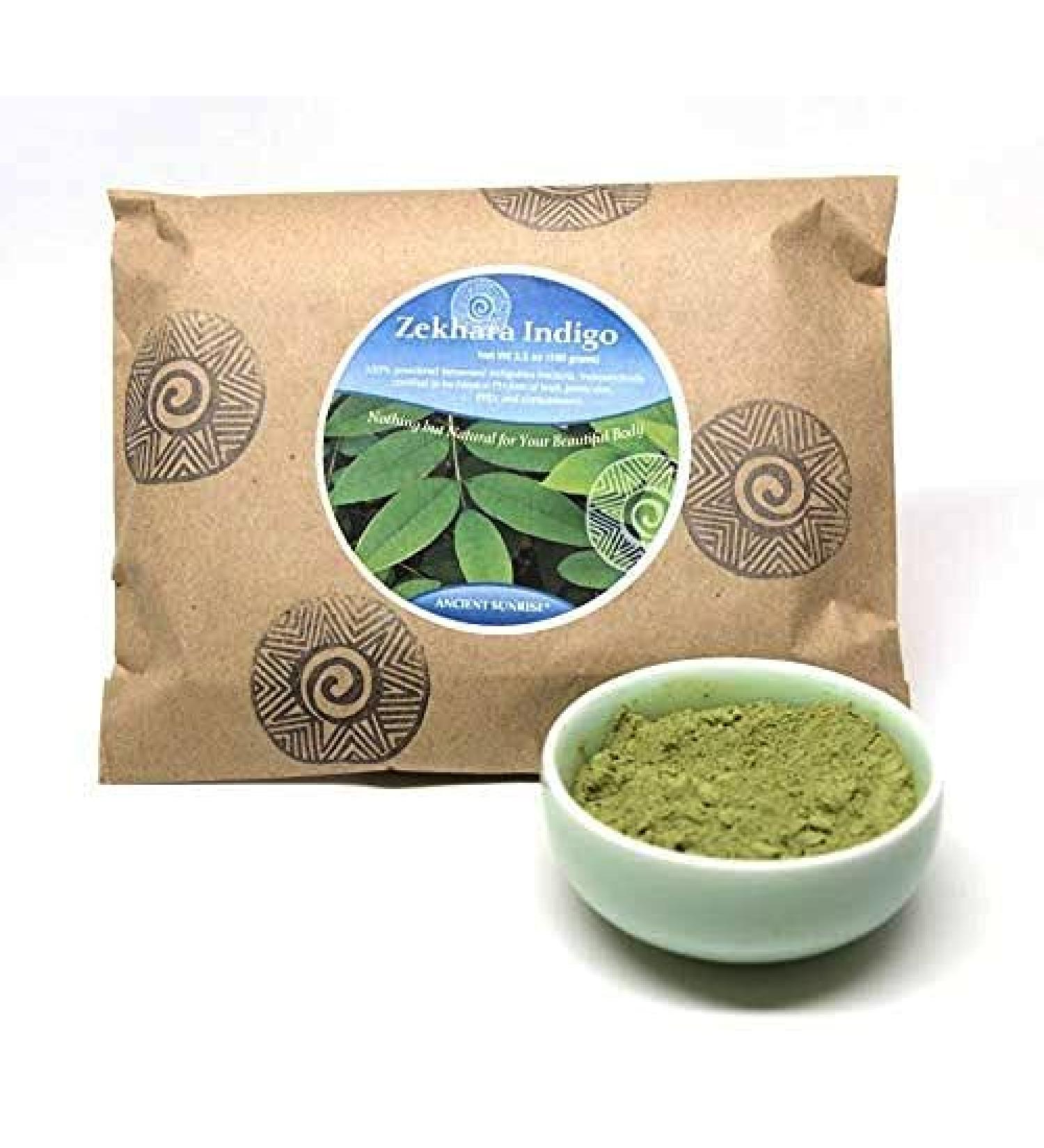 Organic Indigo Hair Dye - Ancient Sunrise Zekhara Indigo 100g - All-Natural Hair Color - Buy Online on GoSupps.com