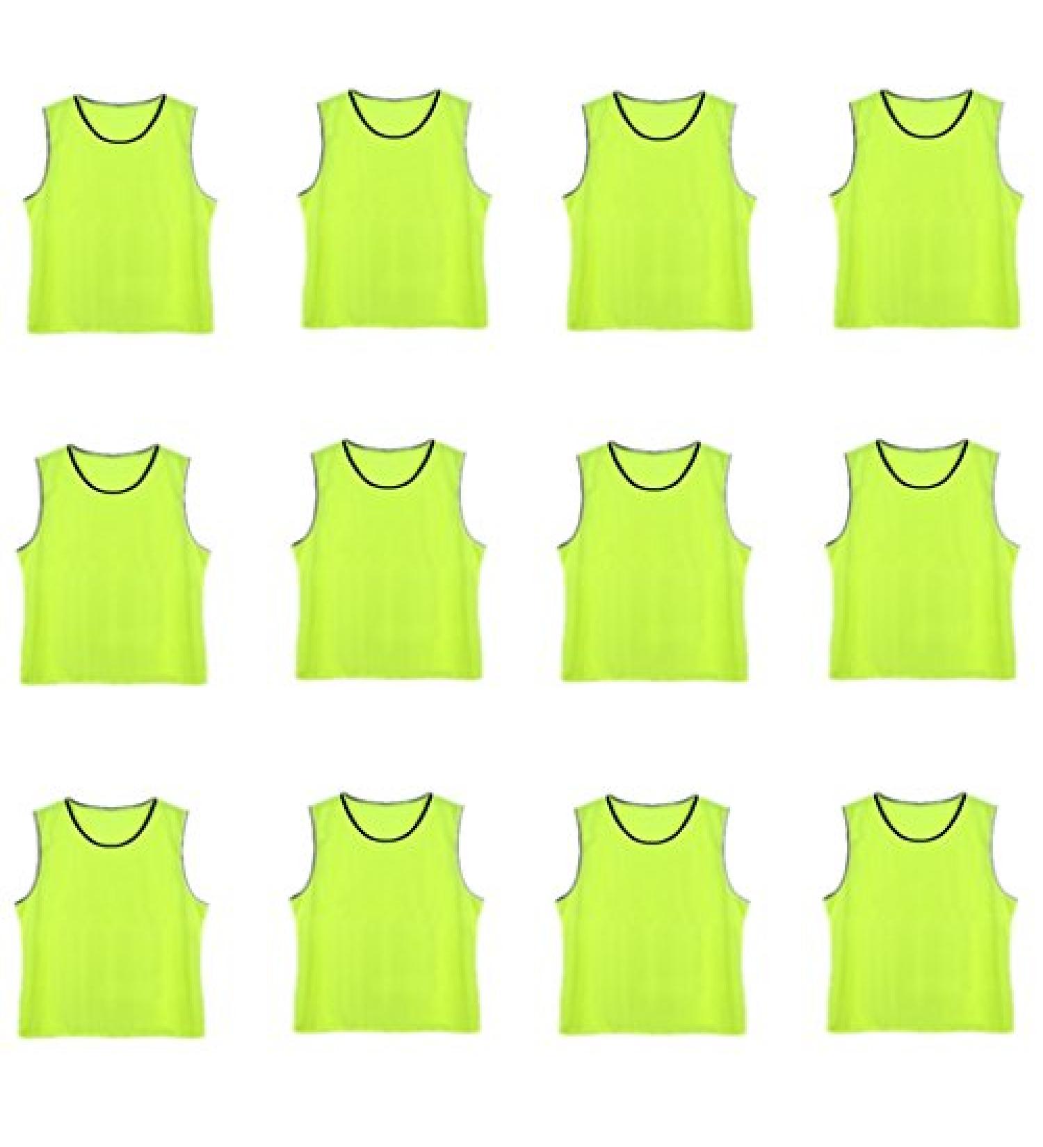 DreamHigh DH Soccer Training Mesh Vests Youth - 12 pcs Pack Neon Green - Buy Online on GoSupps.com
