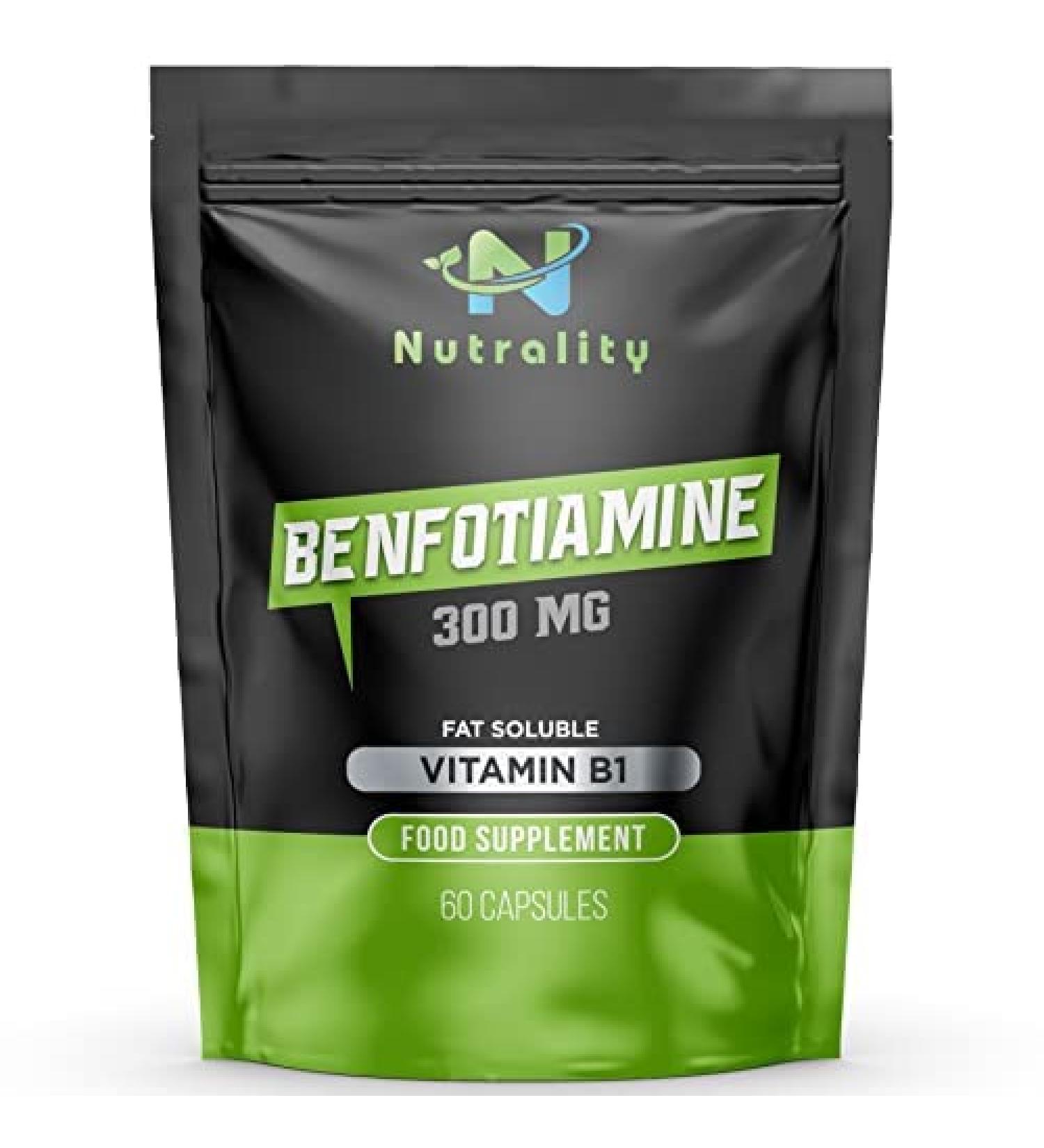 Nutrality Benfotiamine 300mg Capsules - Heart & Kidney Support, Antioxidant Boost, Cognitive Enhancement & Energy Increase - Vegan & Allergen-Free - 60 Count - Buy Online on GoSupps.com