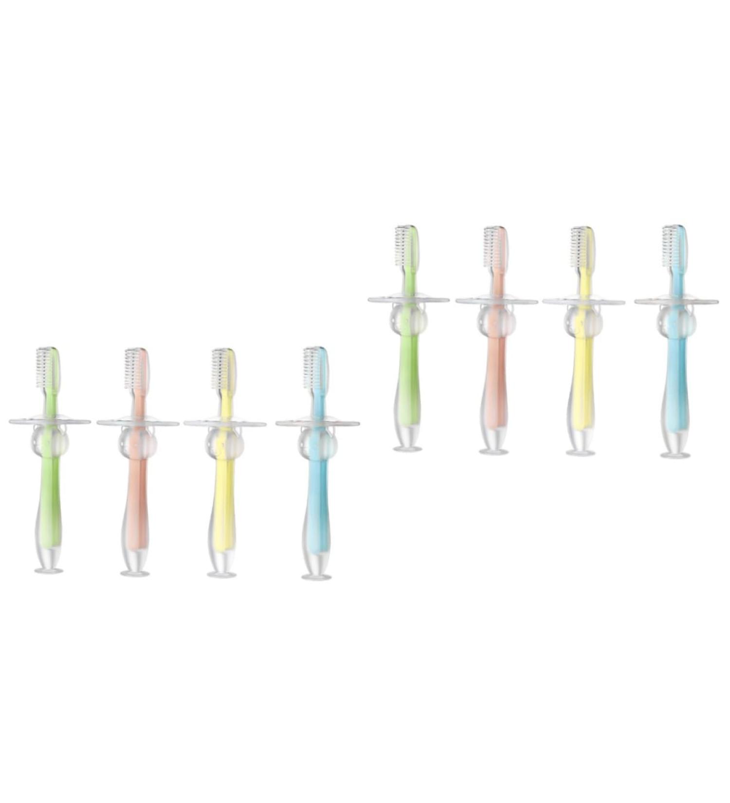 Minkissy Silicone Toddler Toothbrush - 8 Pack Bristle Infant Training Brush for Healthy Teeth Care - Buy Online on GoSupps.com