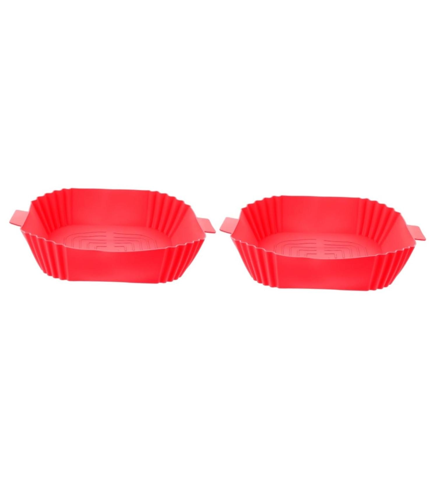 Alipis 2pcs Air Fryer Pan Airfryer Air Fryers Square Round Tray Baking Silicone Bowl Washable Accessories Redx2pcs 24X19.5X5CMx2pcs - Buy Online on GoSupps.com