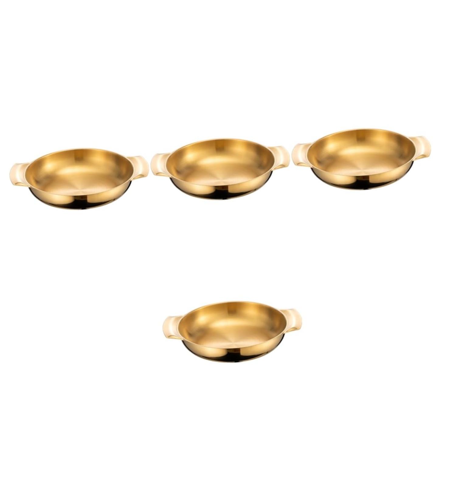 BESTonZON 4pcs Stainless Steel Seafood Pot Casserole Pot Soup Pan Japanese Omelette Pan Korean Noodle Pot Stainless Steel Pots Fish Steamer Carbon Steel Pan Nonstick Milk Round Bottom Plate Goldenx4pcs 23.5X18X3.6CMx4pcs - Buy Online on GoSupps.com