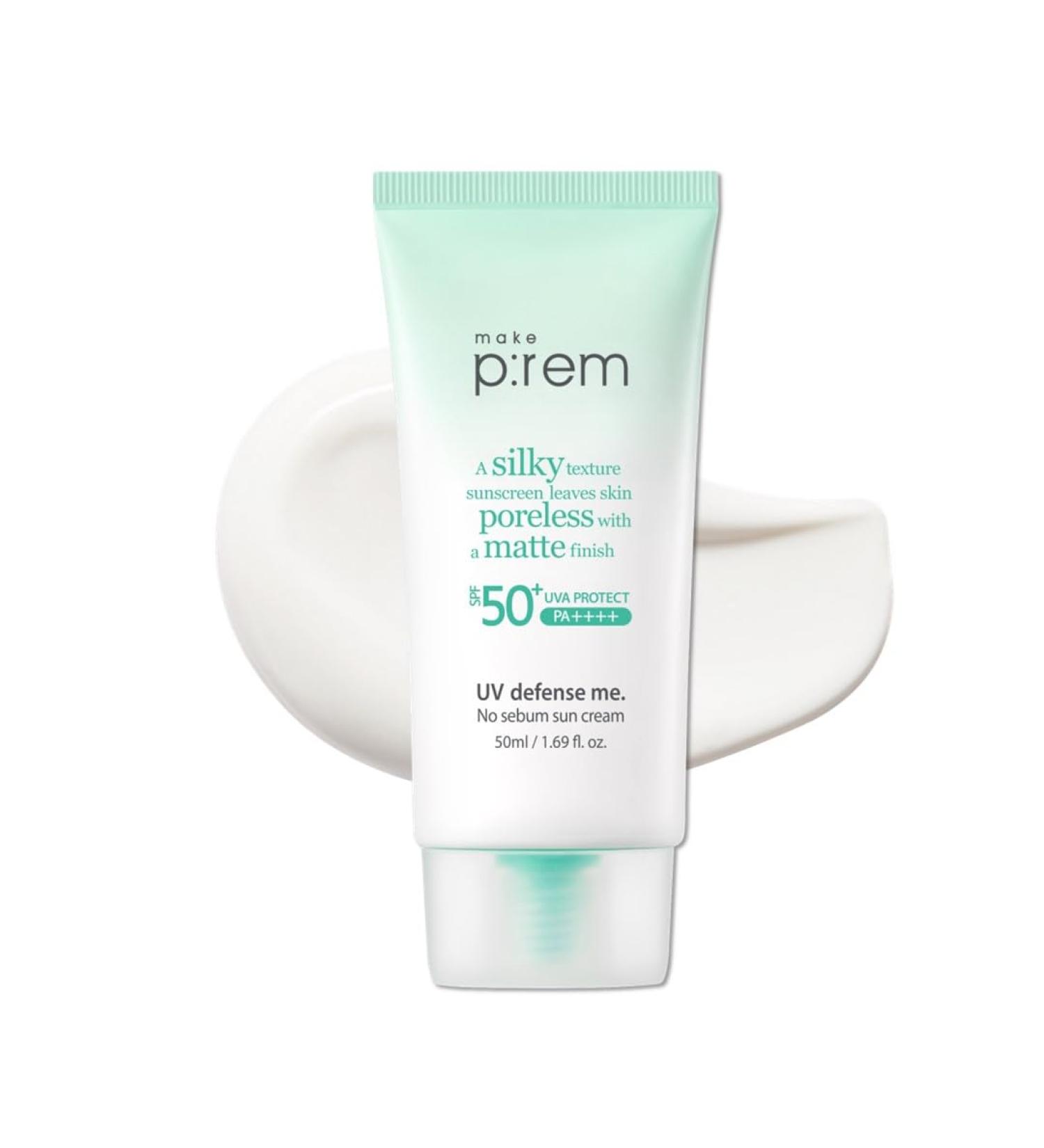 MAKE P:REM UV Defence me. No Sebum Sunscreen SPF 50+ PA++++ Reef-Safe Silky Texture with Poreless and Matte Finish UVA/UVB Protection Korean Sunscreen 1.69 fl. oz. (50ml) - Buy Online on GoSupps.com