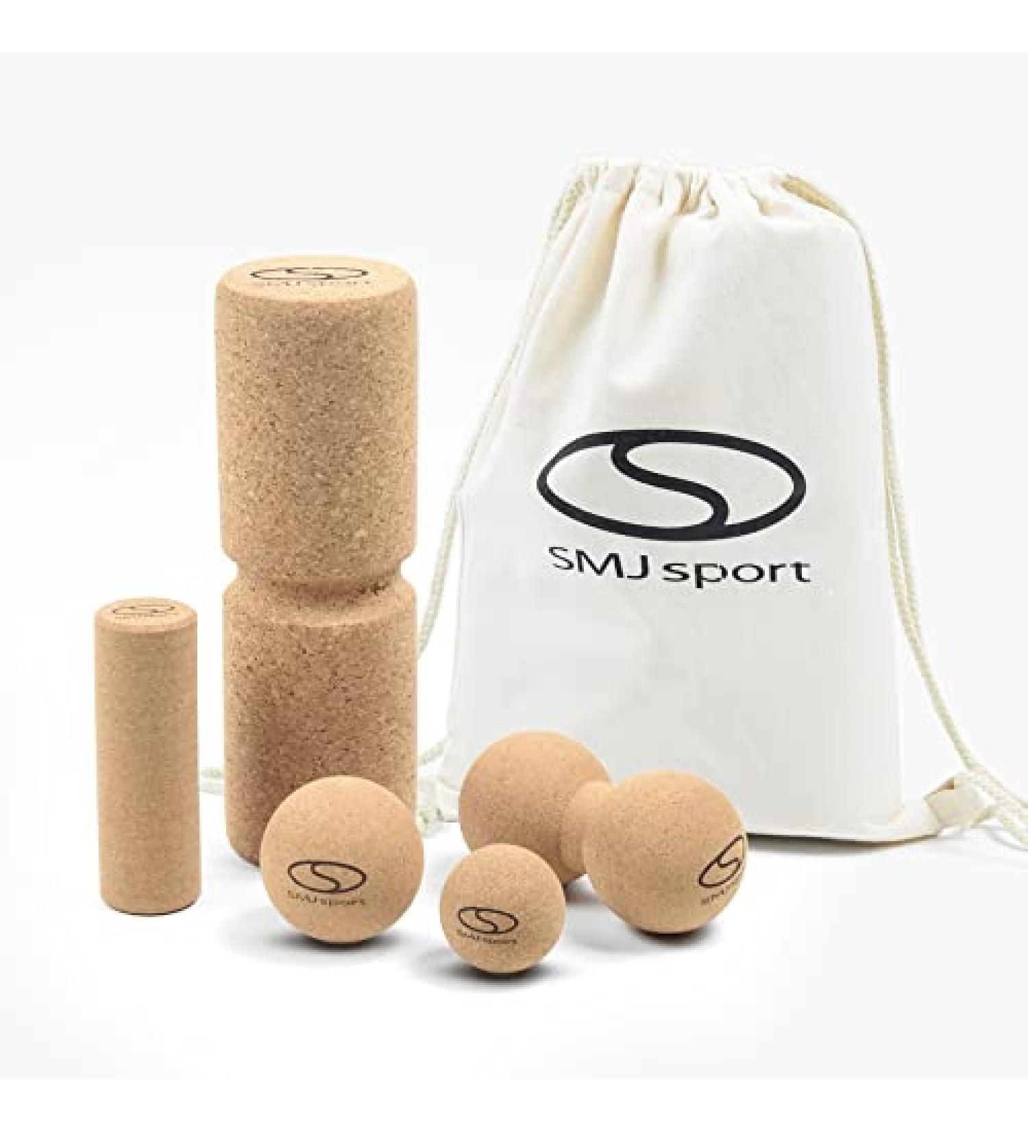 SMJ Cork Fascia Roll Set | 6-Piece Massage & Recovery Kit with Gym Bag | Eco-Friendly Cork Massage Roller Ball & Peanut Double Ball - Buy Online on GoSupps.com