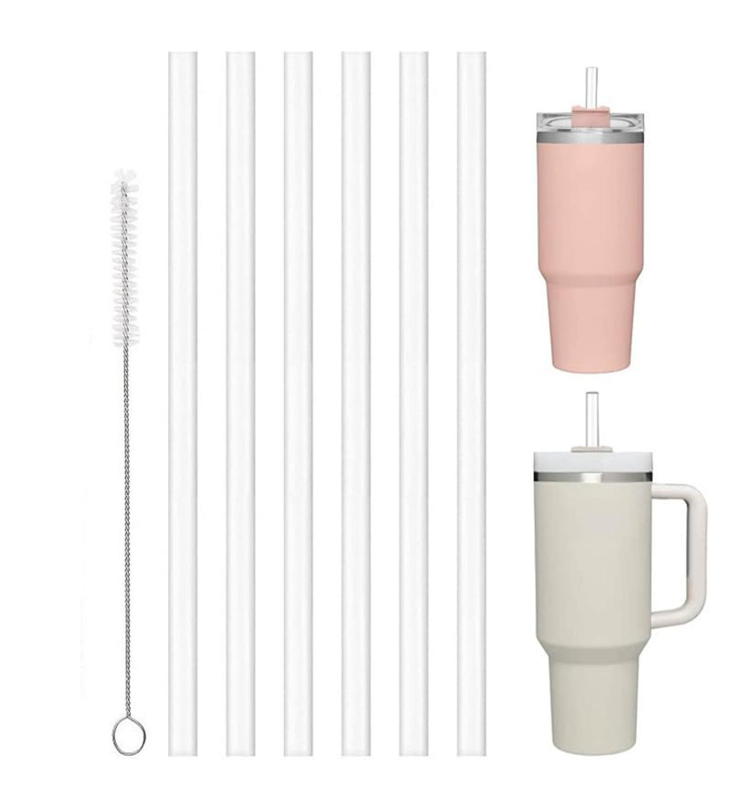 6 Straws and 1 Brush Reusable Straws Plastic Clear Reusable Straws - Buy Online on GoSupps.com