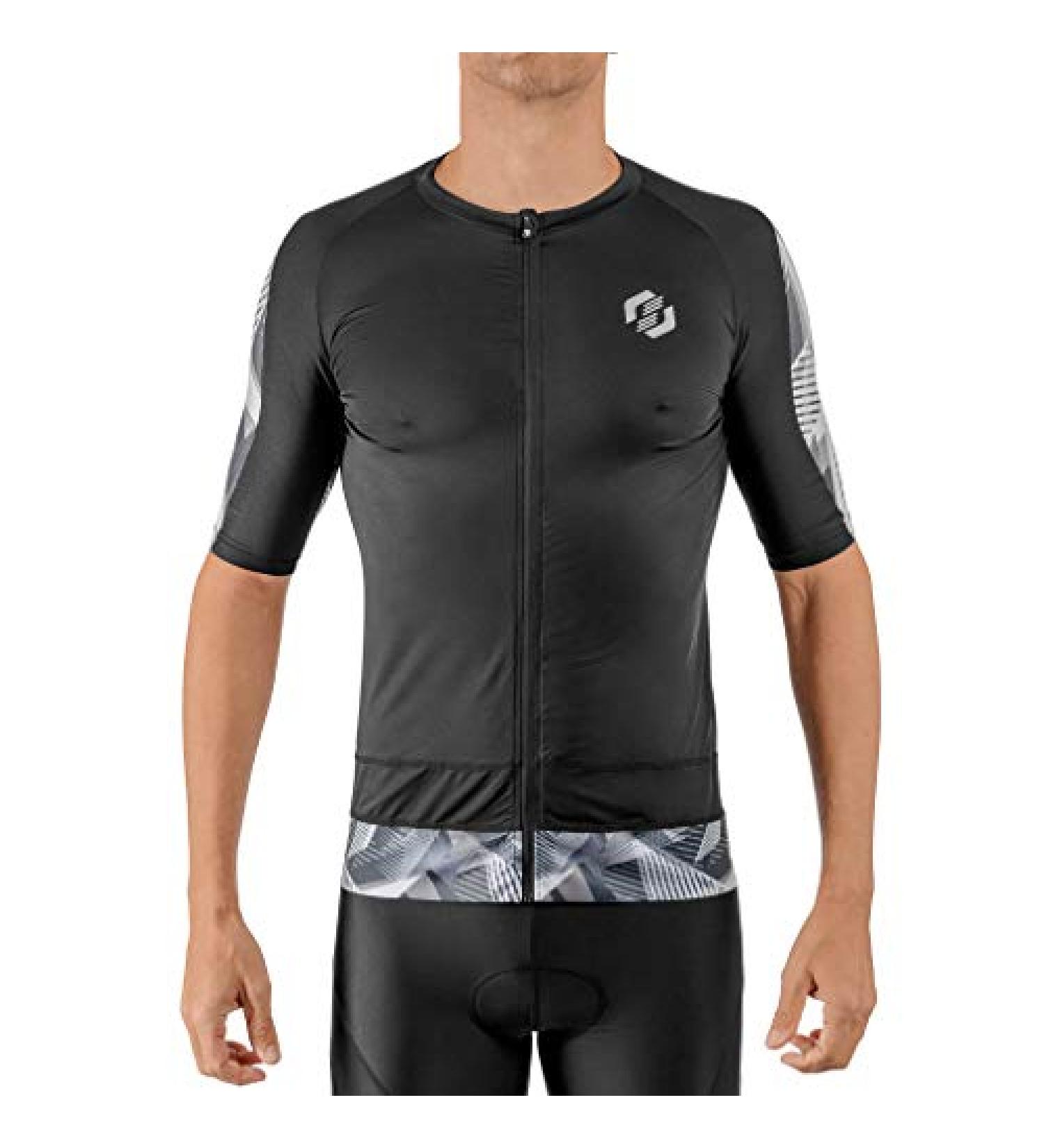 SLS3 Men's Triathlon Aero Cycle Jersey - Black/Gray Geo | Ideal for Longer Distances | Large - Buy Online on GoSupps.com