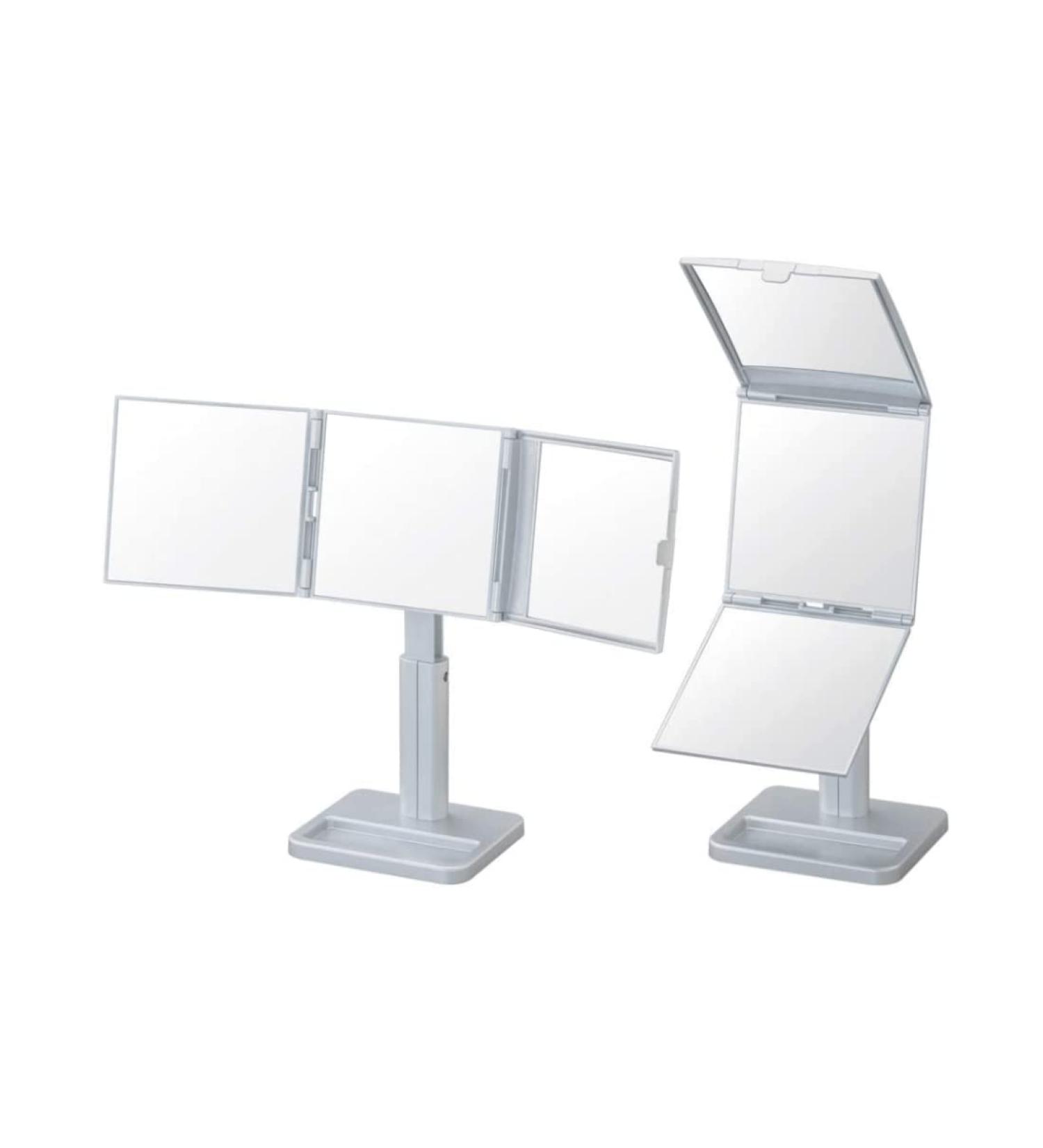 HORIUCHI Trifold Vanity Mirror - Japanese Makeup Mirror with 360 View, 2X Magnification, Three-Sided Design (Silver) - Buy Online on GoSupps.com