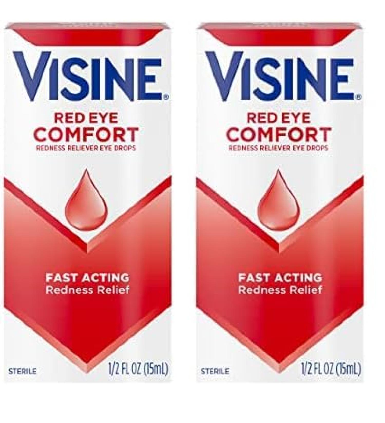 Visine Red Eye Comfort - Fast Redness Relief Eye Drops | Tetrahydrozoline HCl | 0.5 fl. oz (Pack of 2) | International Shipping - Buy Online on GoSupps.com