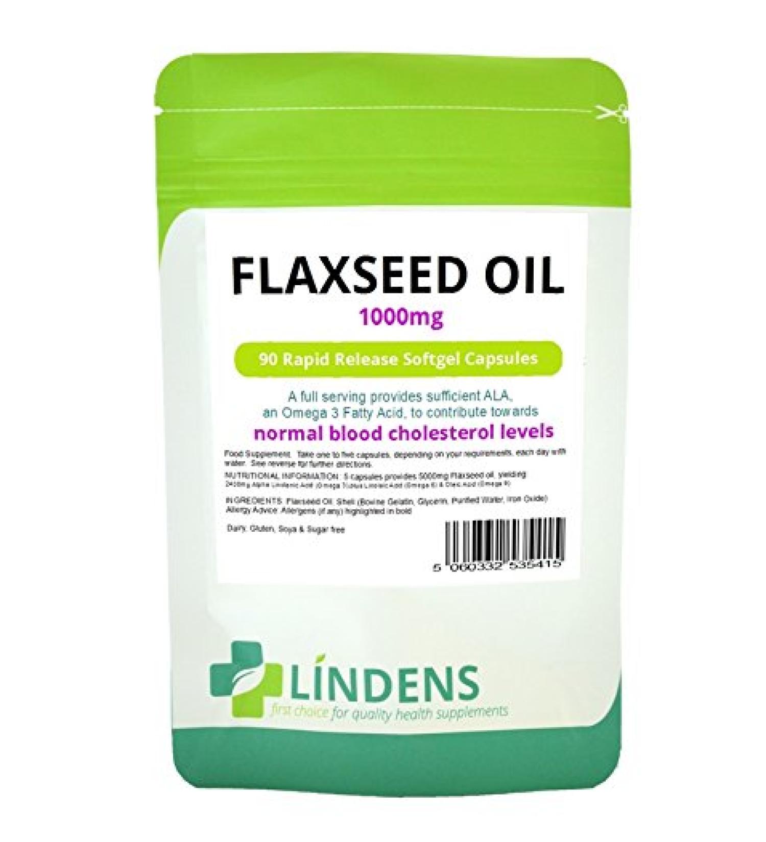 Lindens Flaxseed Oil 1000mg 3-Pack 270 Capsules Omega 3 6 9 Flax Linseed Oil