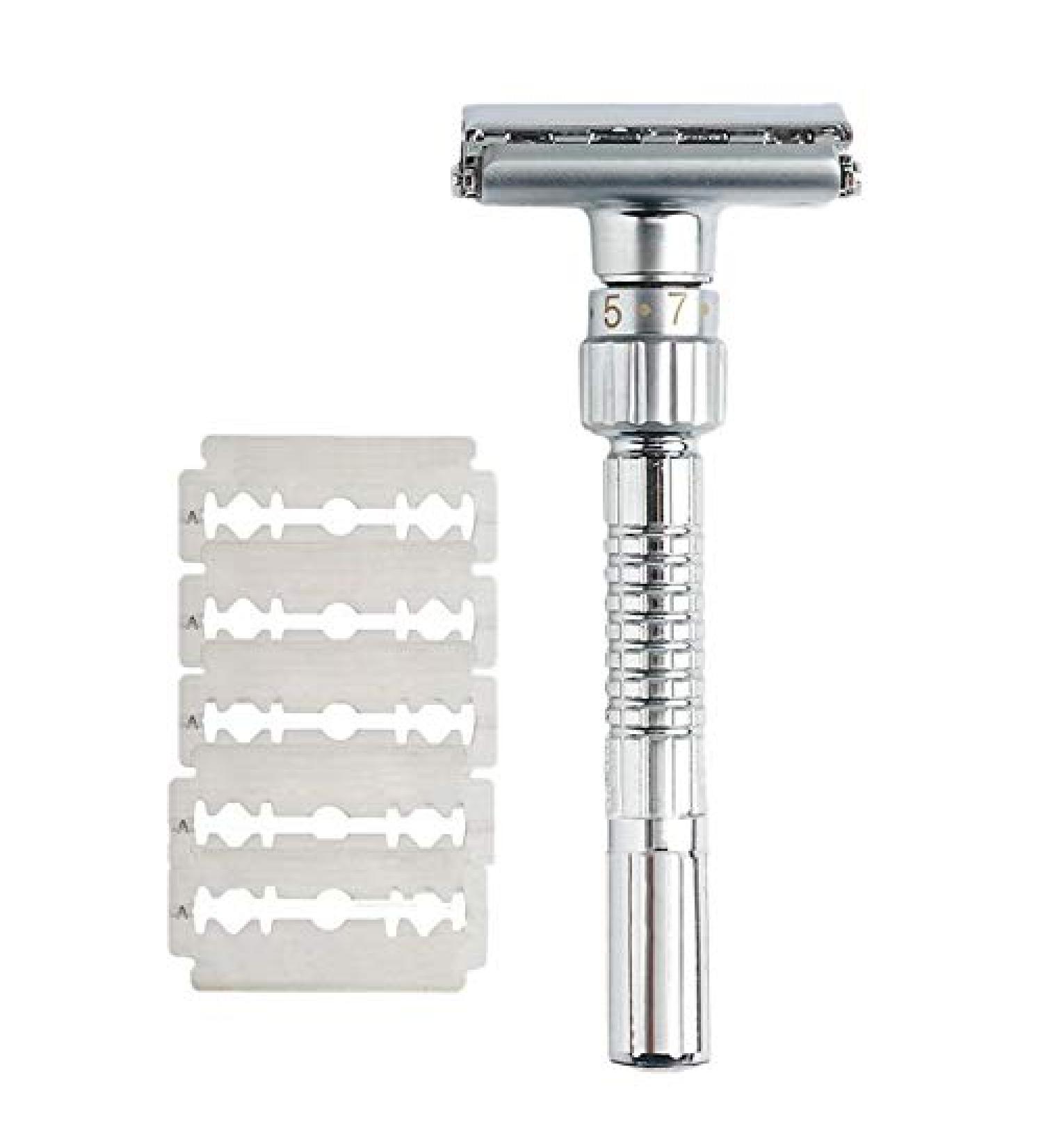 Torribala Classic Double-Edged Razor - 9 Speed T-Shaped Design with 5 Blades & Storage Box - Premium Shaving Experience | International Shipping Available - Buy Online on GoSupps.com