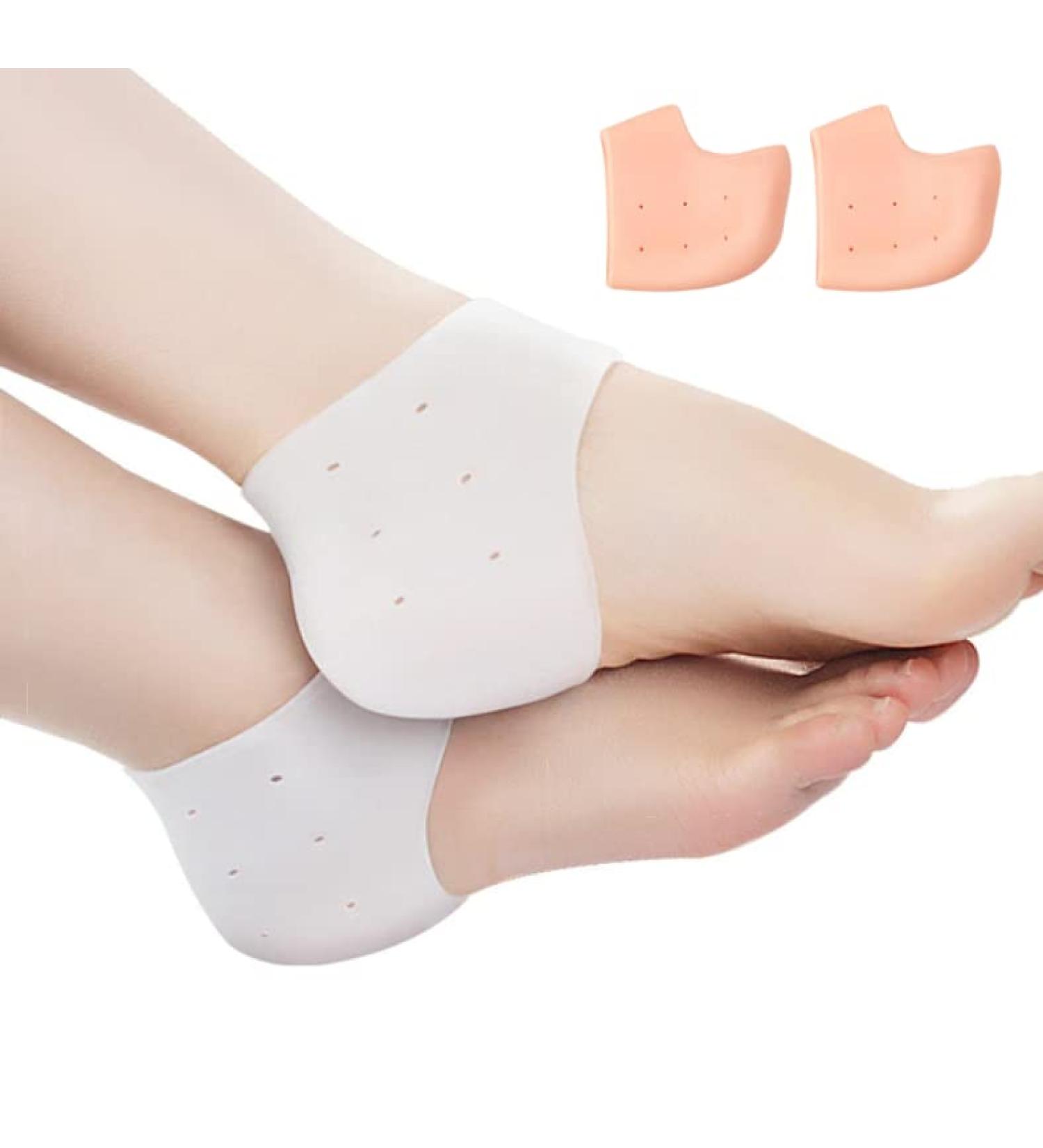 2X Heel Gel Silicone Protectors | Foot Care Skin Sleeves for Cracked Heels | Blister Prevention | UK (Pink) - Buy Online on GoSupps.com