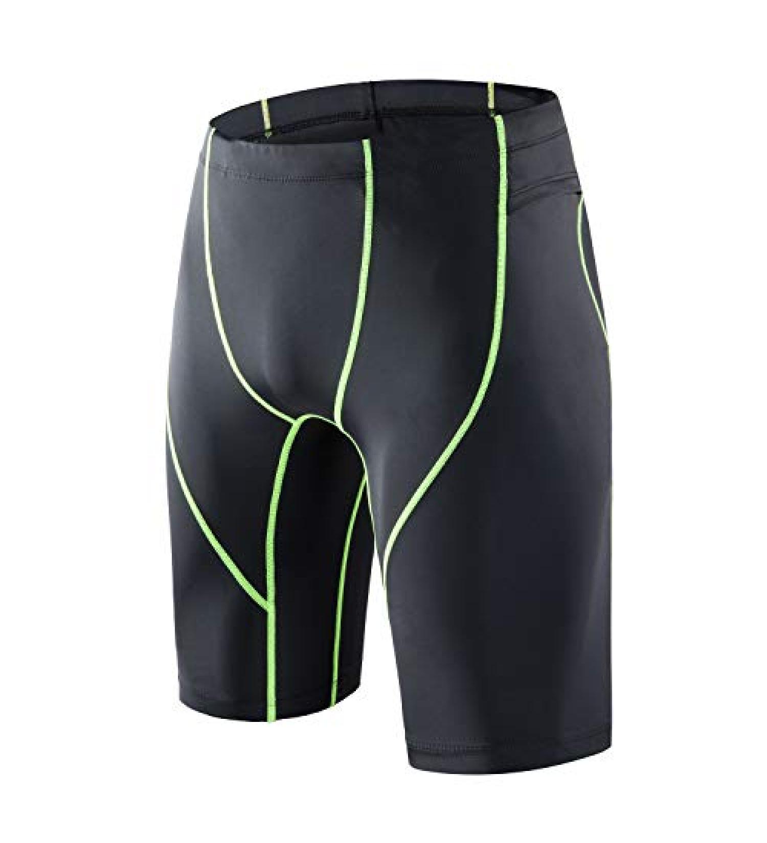 Beroy Men's Compression Shorts with Pocket - Green Line | Medium - Buy Online on GoSupps.com