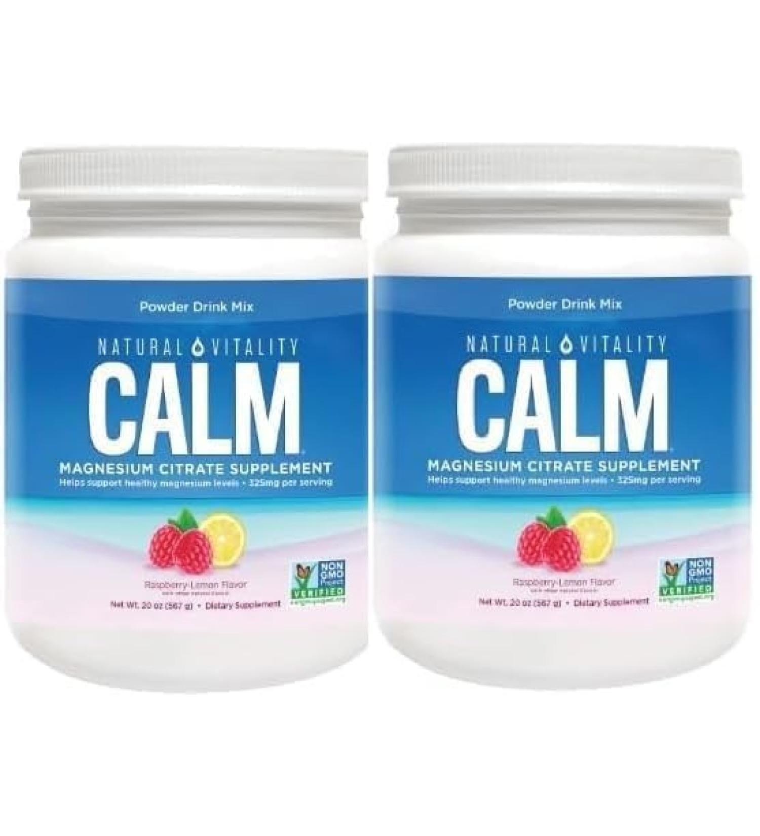 Natural*VitaIity Calm Magnesium Citrate Powder Raspberry Lemon Flavor 20oz(Pack of 2)