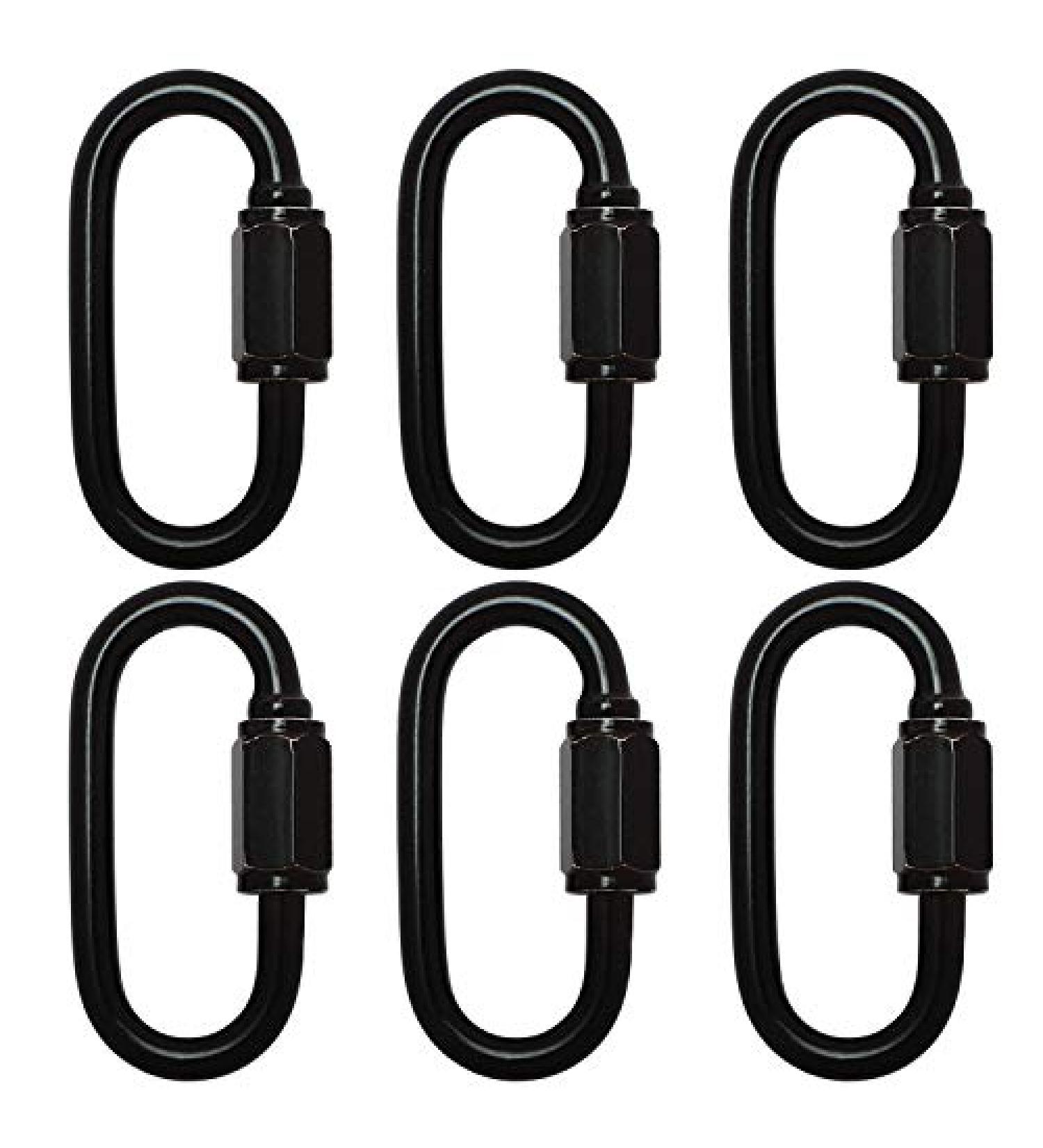 6 Pcs M4 Black Carabiner Chain Quick Links Connector 4mm Thickness Oval Stainless Steel Locking Carabiner Screw Lock Clip By STARVAST for Swing Play Set and Outdoor Equipment - Buy Online on GoSupps.com