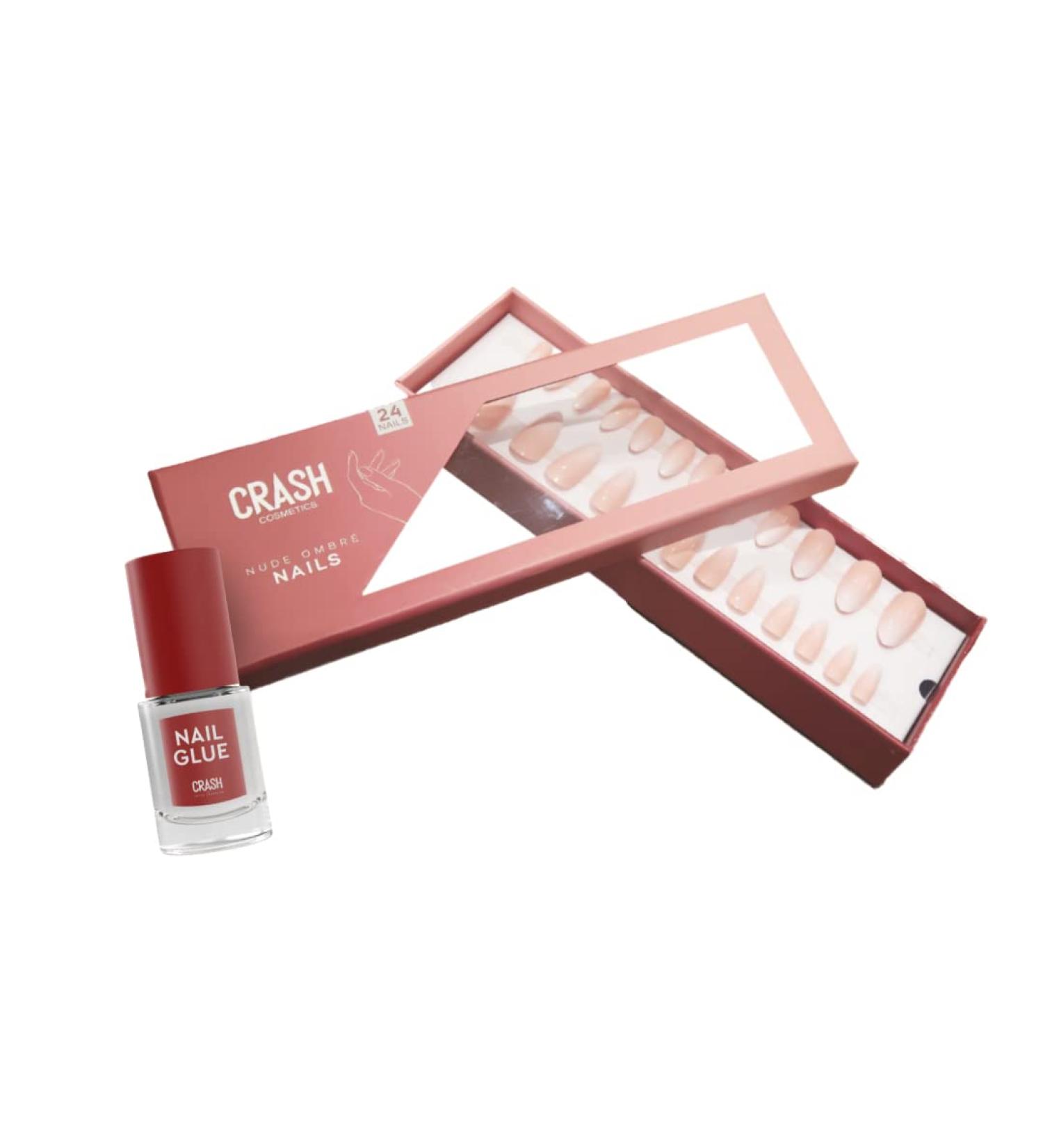 CRASH Cosmetics Nude Ombr Nails | False Artificial Art Fake Nails with Tip Glue Shop Internationally! - Buy Online on GoSupps.com