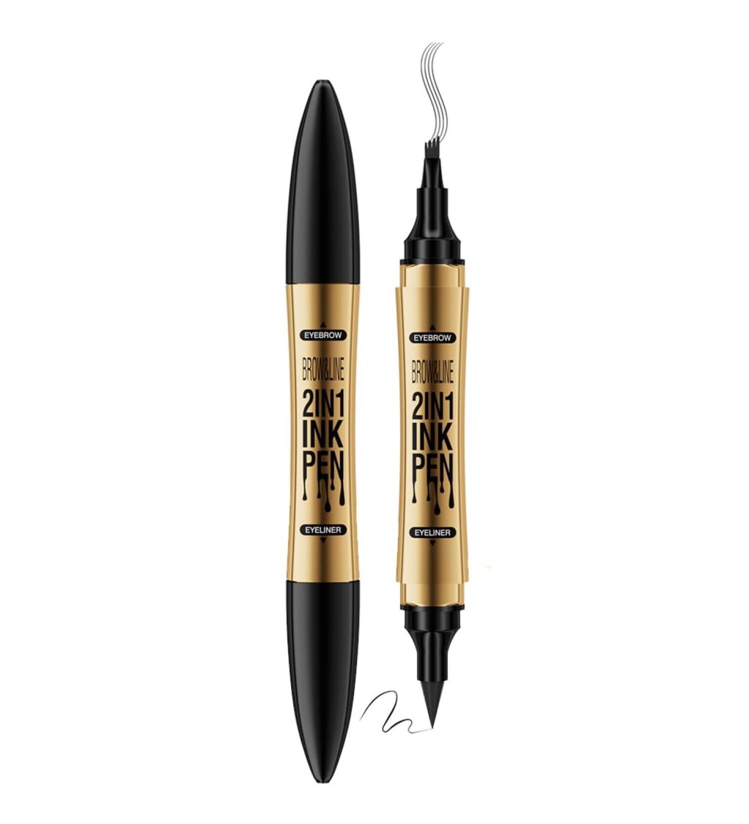 Buy Dual-Ended Microblading Eyebrow Pen - 2-in-1 Eyebrow Pencil & Eyeliner for Long-Lasting Looks (Black) | International Shipping - Buy Online on GoSupps.com