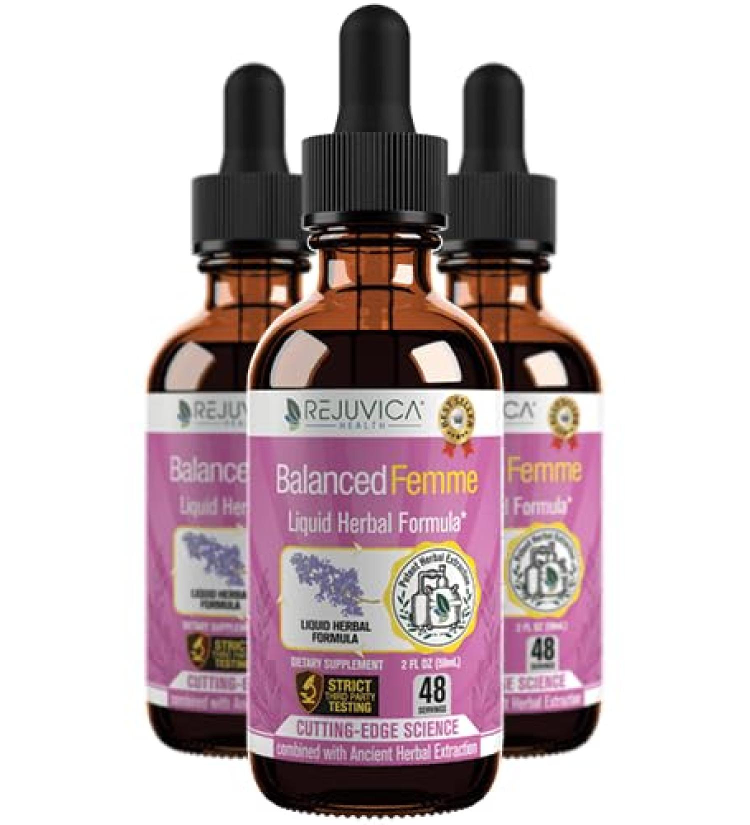 Balanced Femme: Natural PMS & Menopause Support with Black Cohosh | Herbal Liquid Blend for Hot Flashes - Buy Online on GoSupps.com
