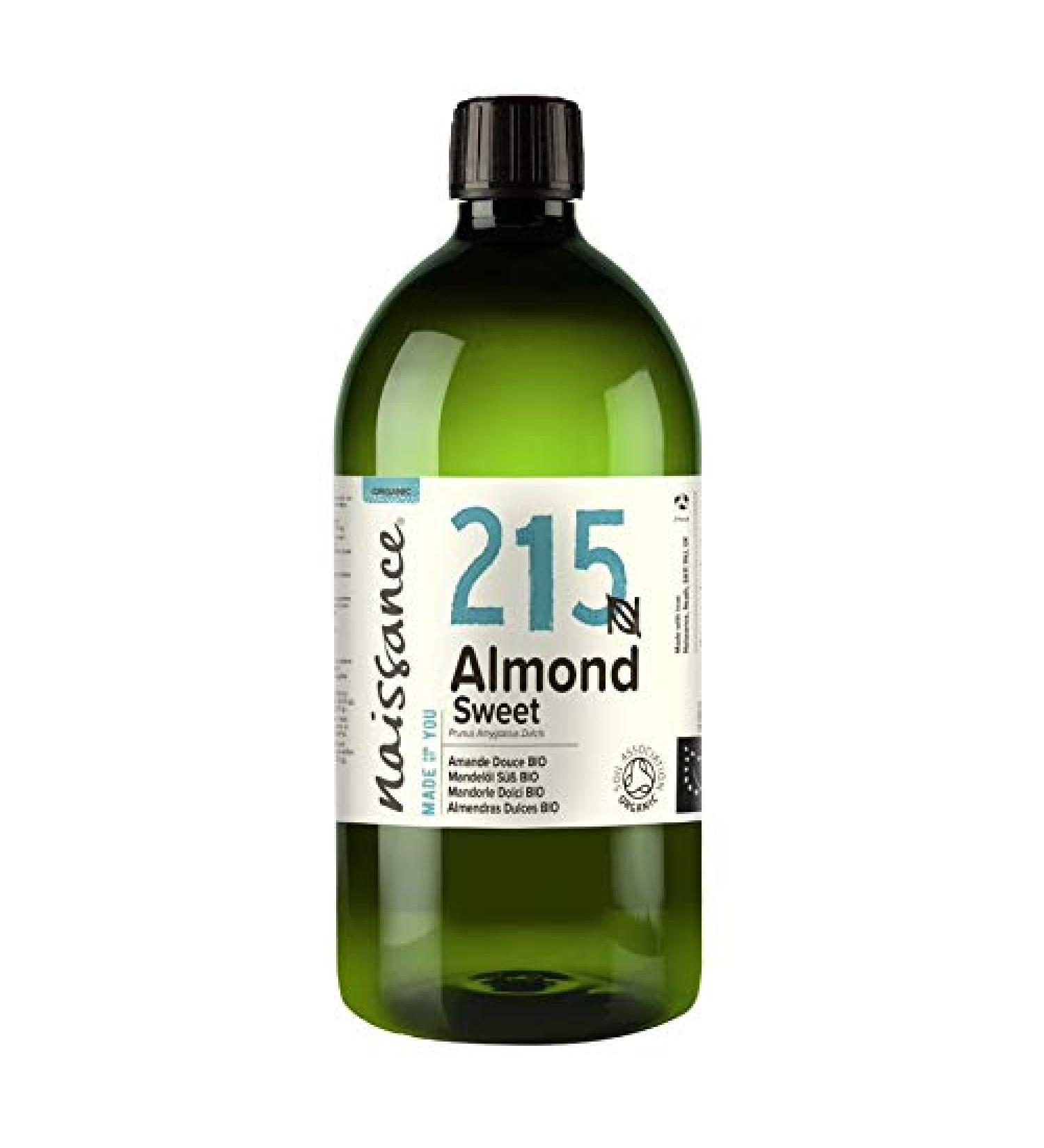Naissance Organic Sweet Almond Oil (No. 215) 32 fl oz - Certified Organic, Cold Pressed, Vegan, Non GMO - Ideal for Massage, Skincare & Haircare - Buy Online on GoSupps.com