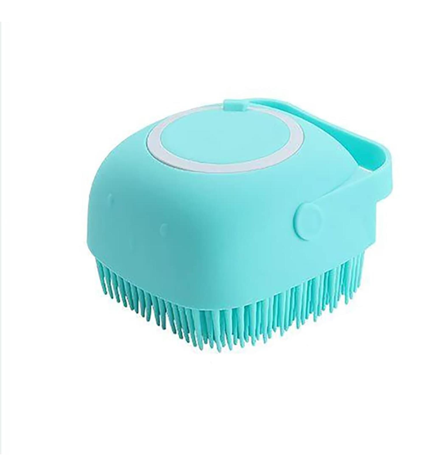 HeviBK 2-in-1 Silicone Base Shower Brush | Physical Scrubber with Shower Gel Dispenser | Baby Shampoo Massager Tool - Blue - Buy Online on GoSupps.com